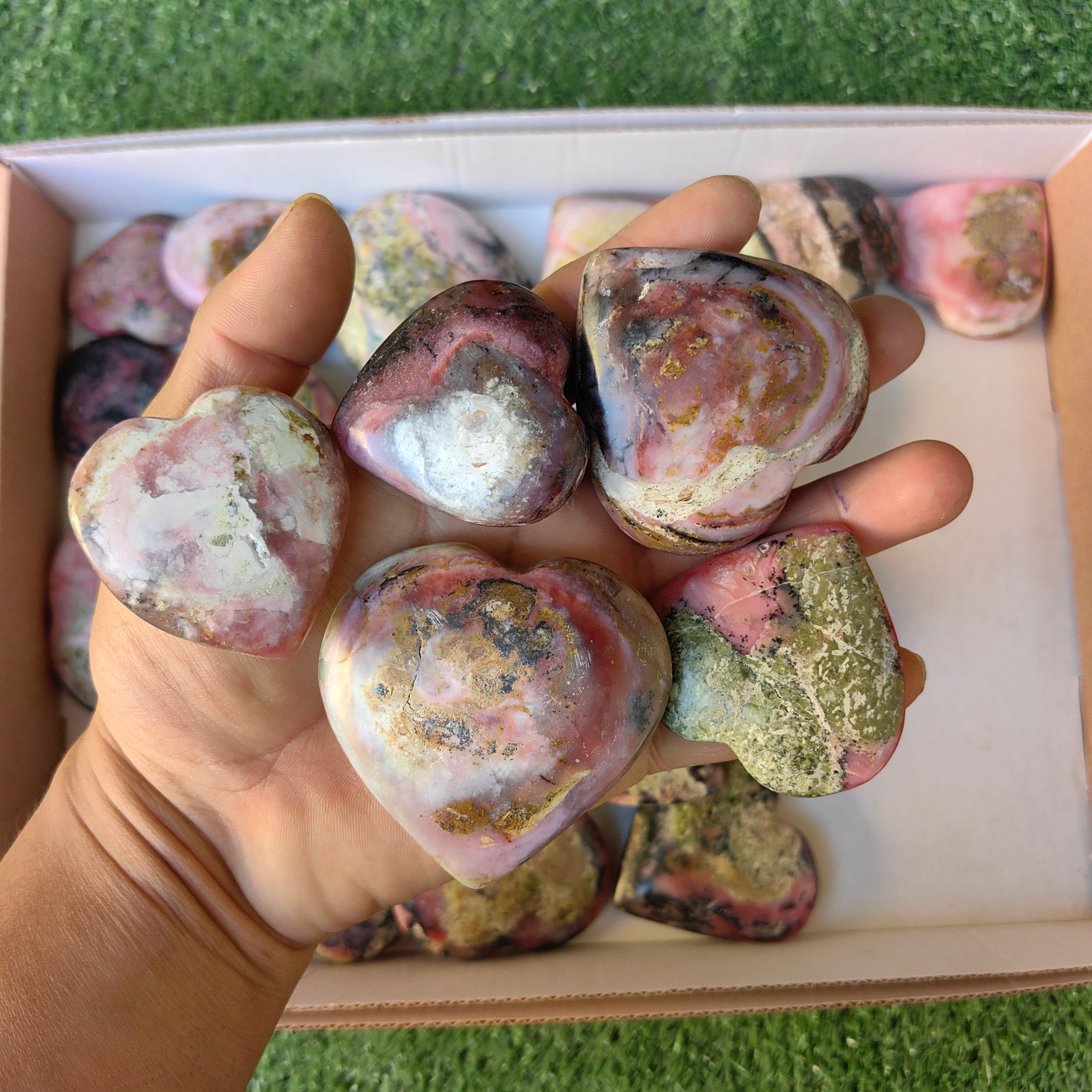 Lot 27 pcs Strawberry Pink Opal Heart