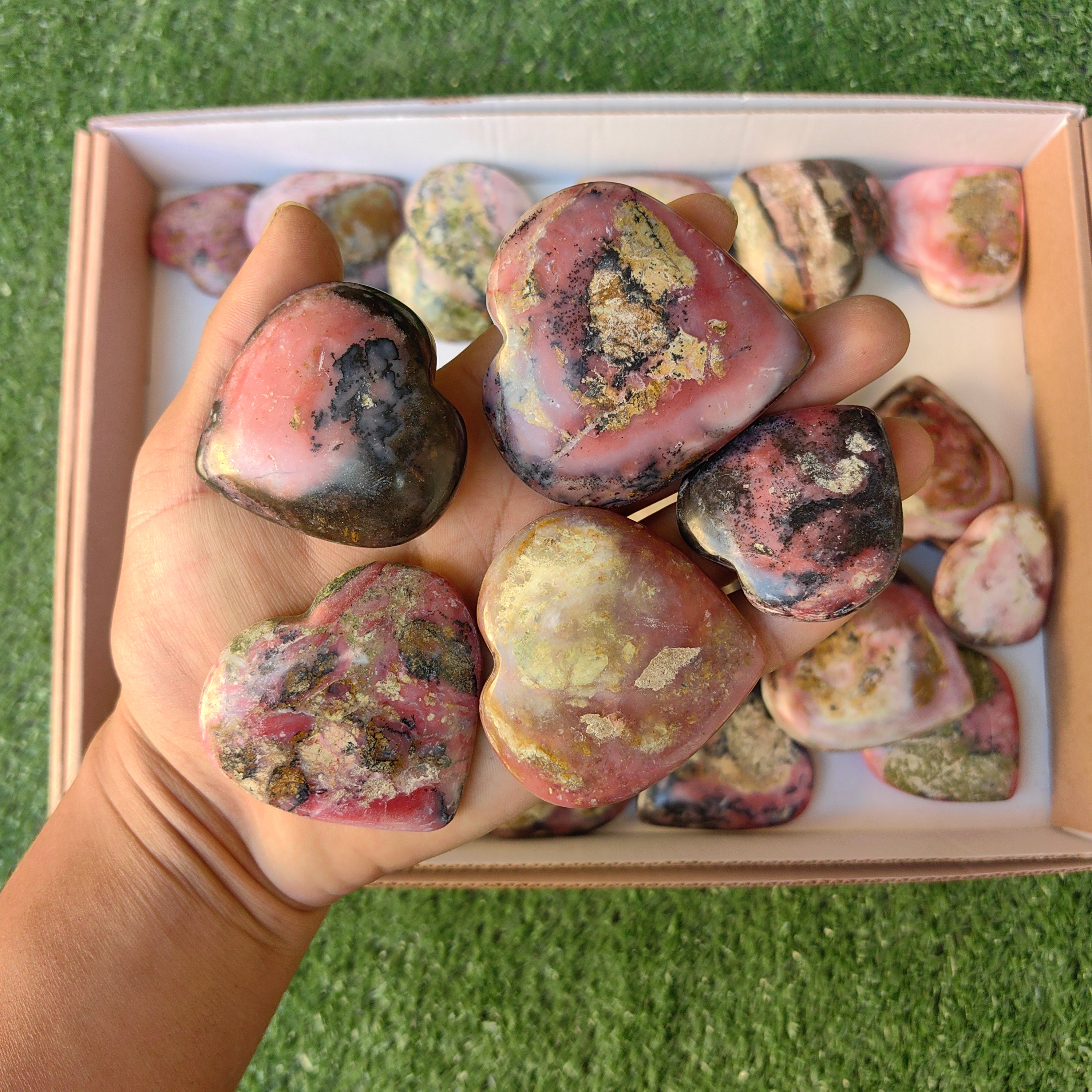 Lot 27 pcs Strawberry Pink Opal Heart