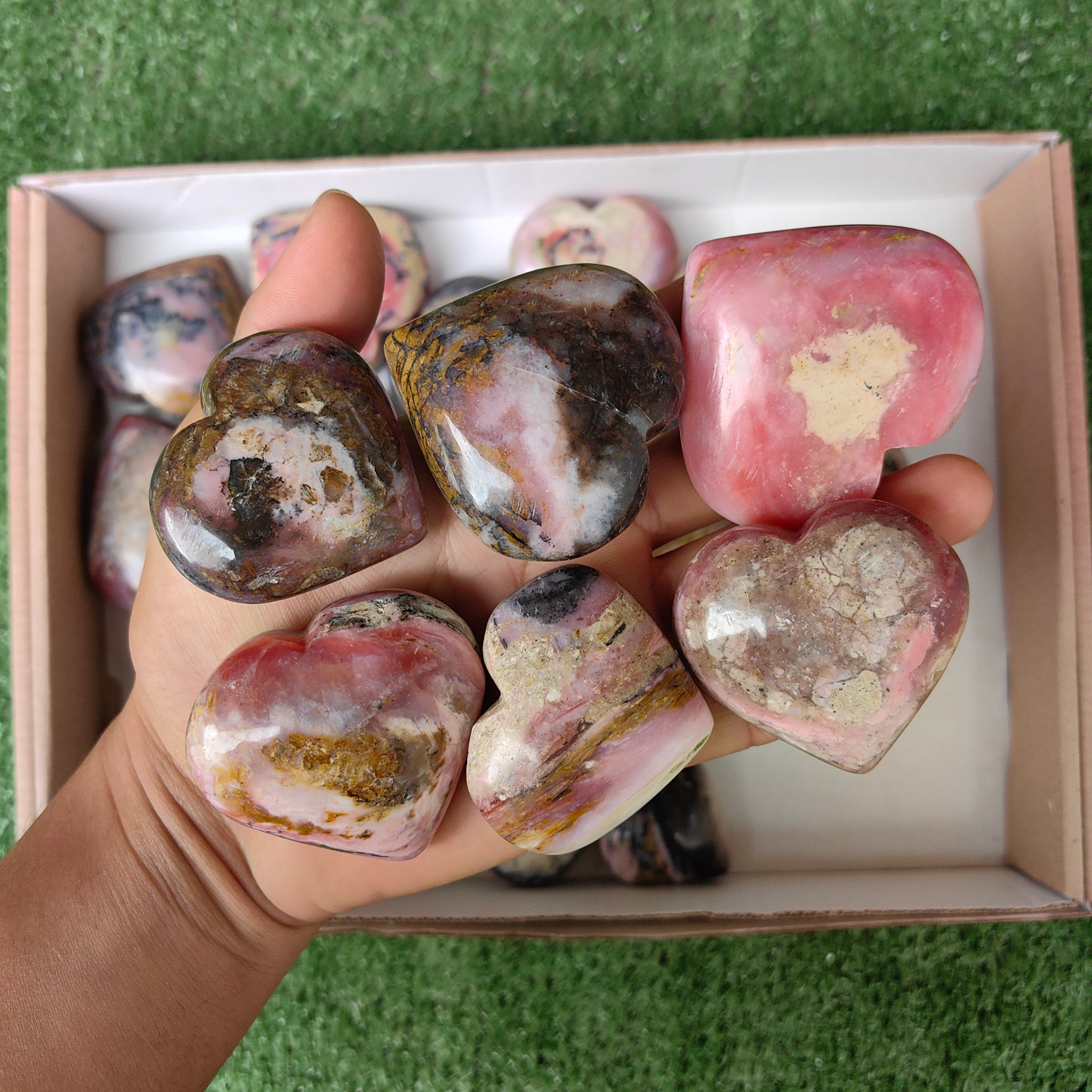 Lot 26 pcs Strawberry Pink Opal Heart