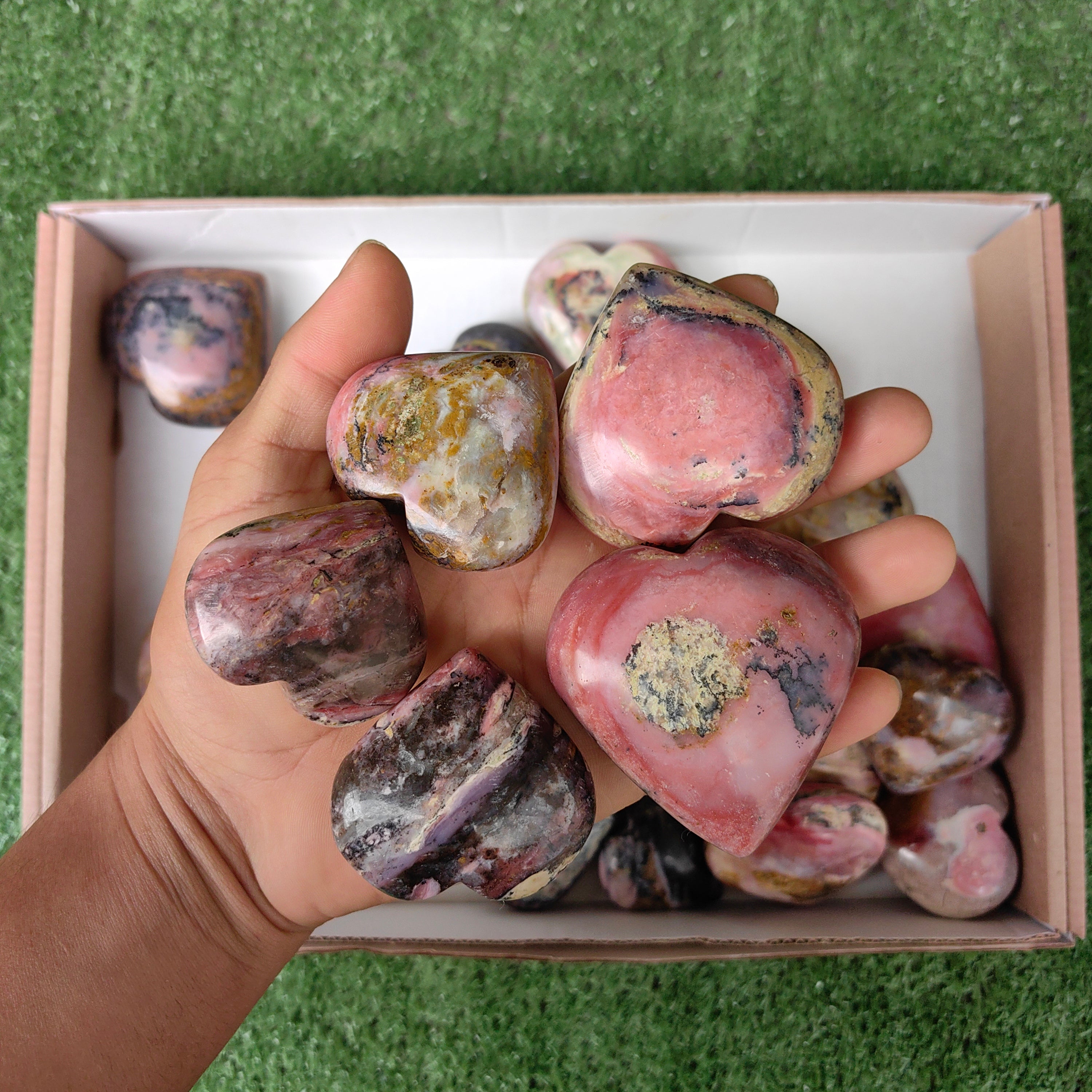 Lot 26 pcs Strawberry Pink Opal Heart