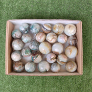 Lot 14 pcs Andean Opal Sphere / 13 pcs Chrysocolla on Quartz sphere