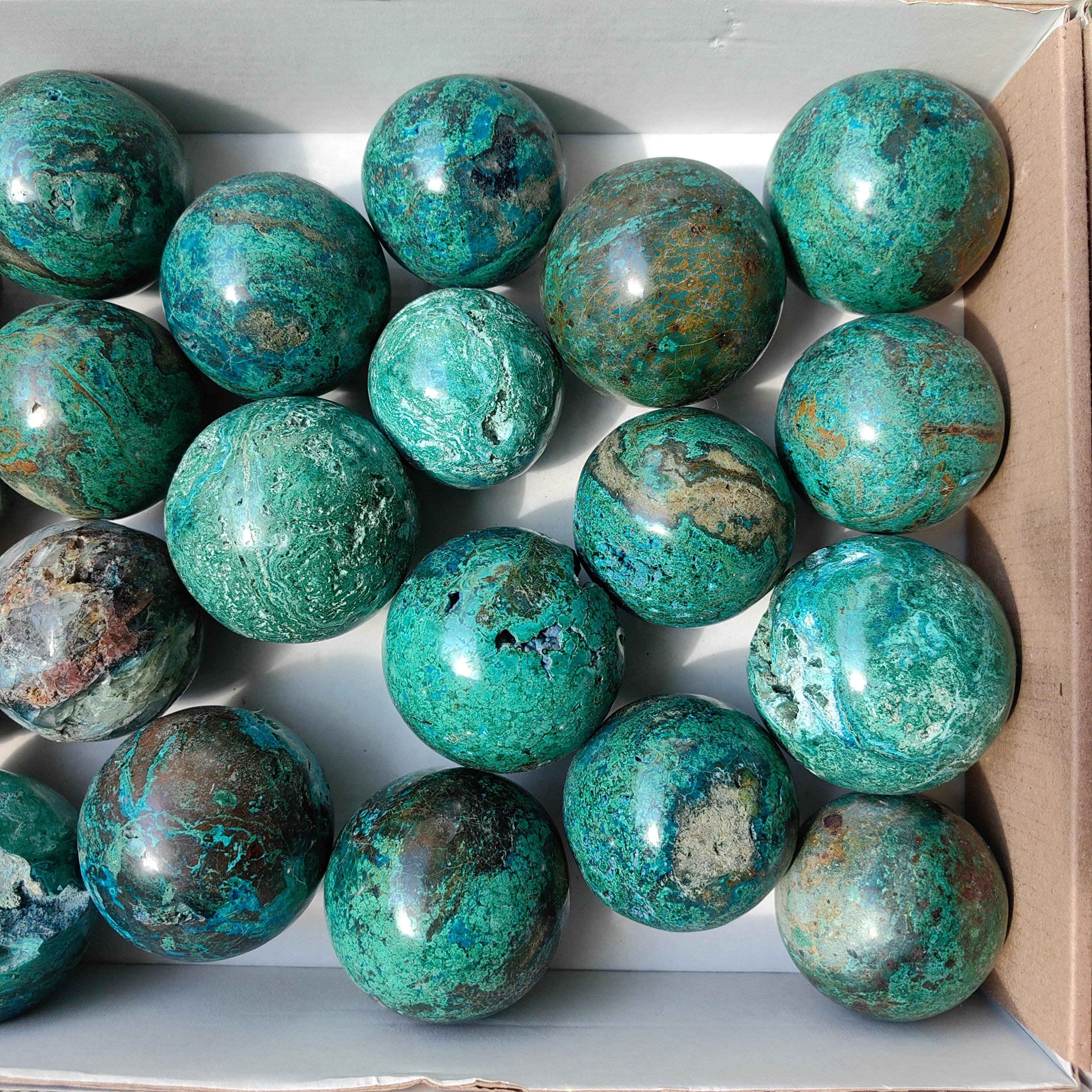 Lot 21 pcs Chrysocolla on Malachite and quartz