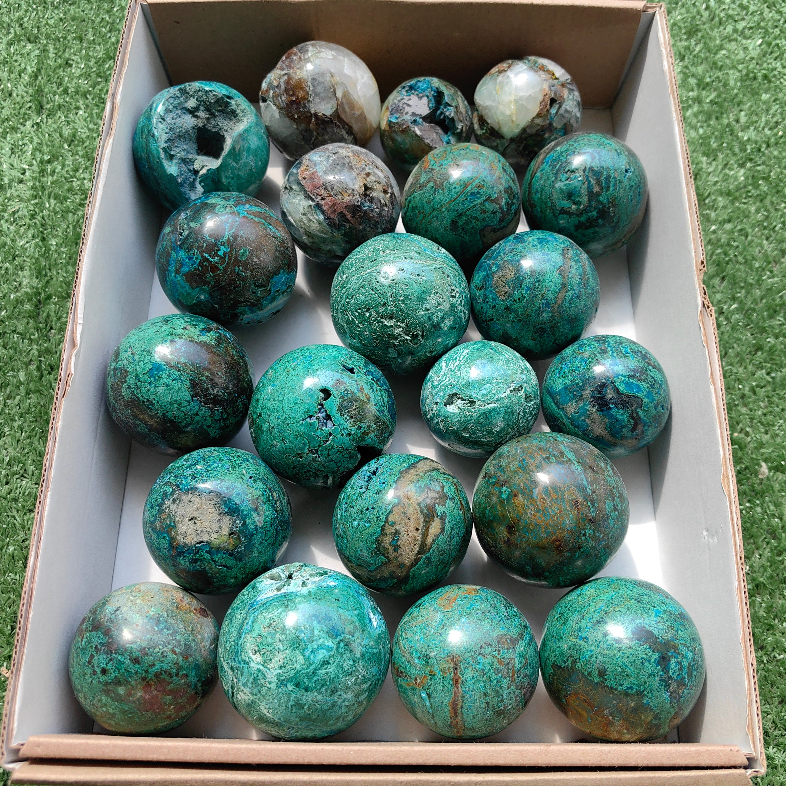 Lot 21 pcs Chrysocolla on Malachite and quartz