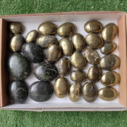 Lot 24 pcs Chalcopyrite palm /  5  pcs nefrite palm