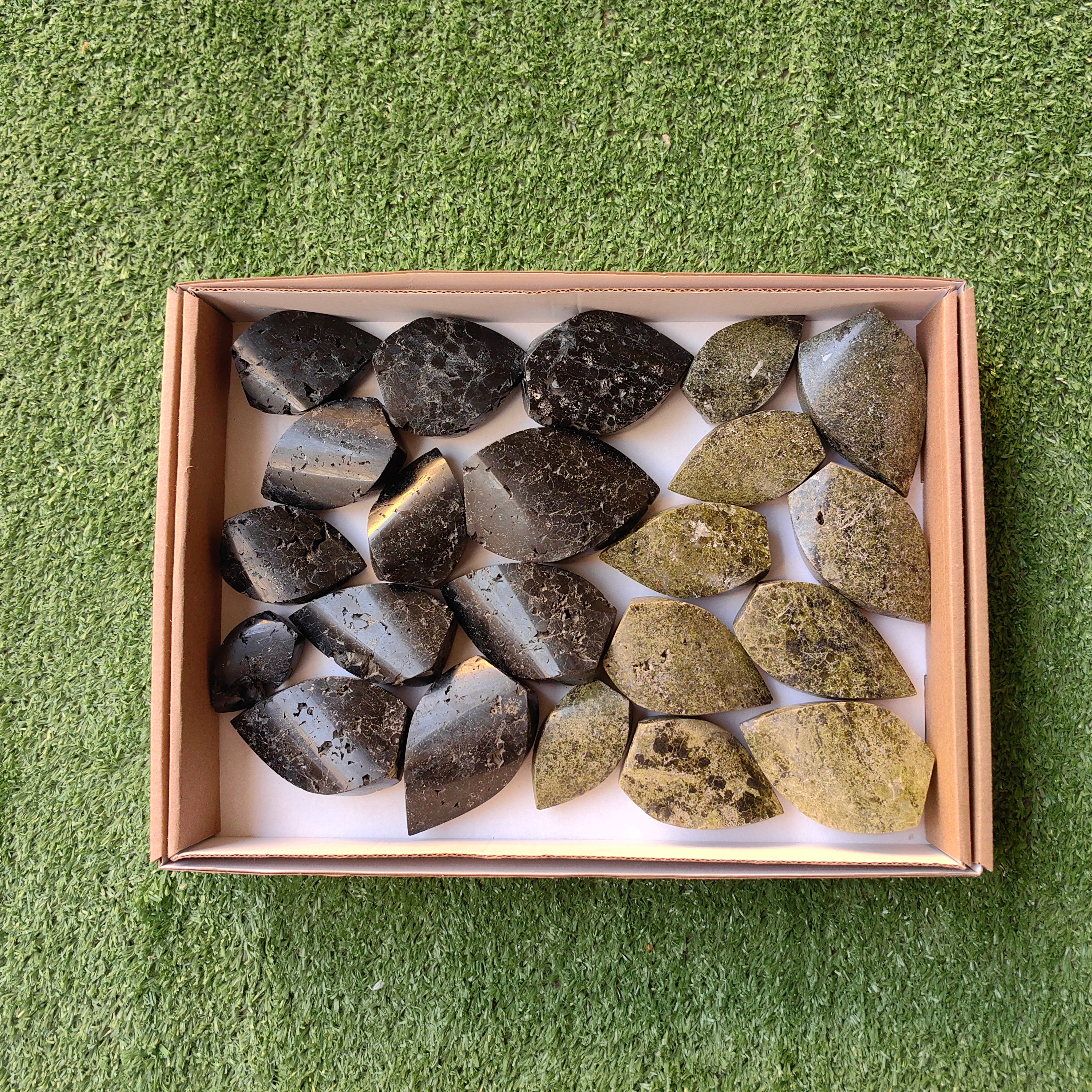 Lot 12 pcs Black Tourmaline Flame / 10 pcs Epidote Flame