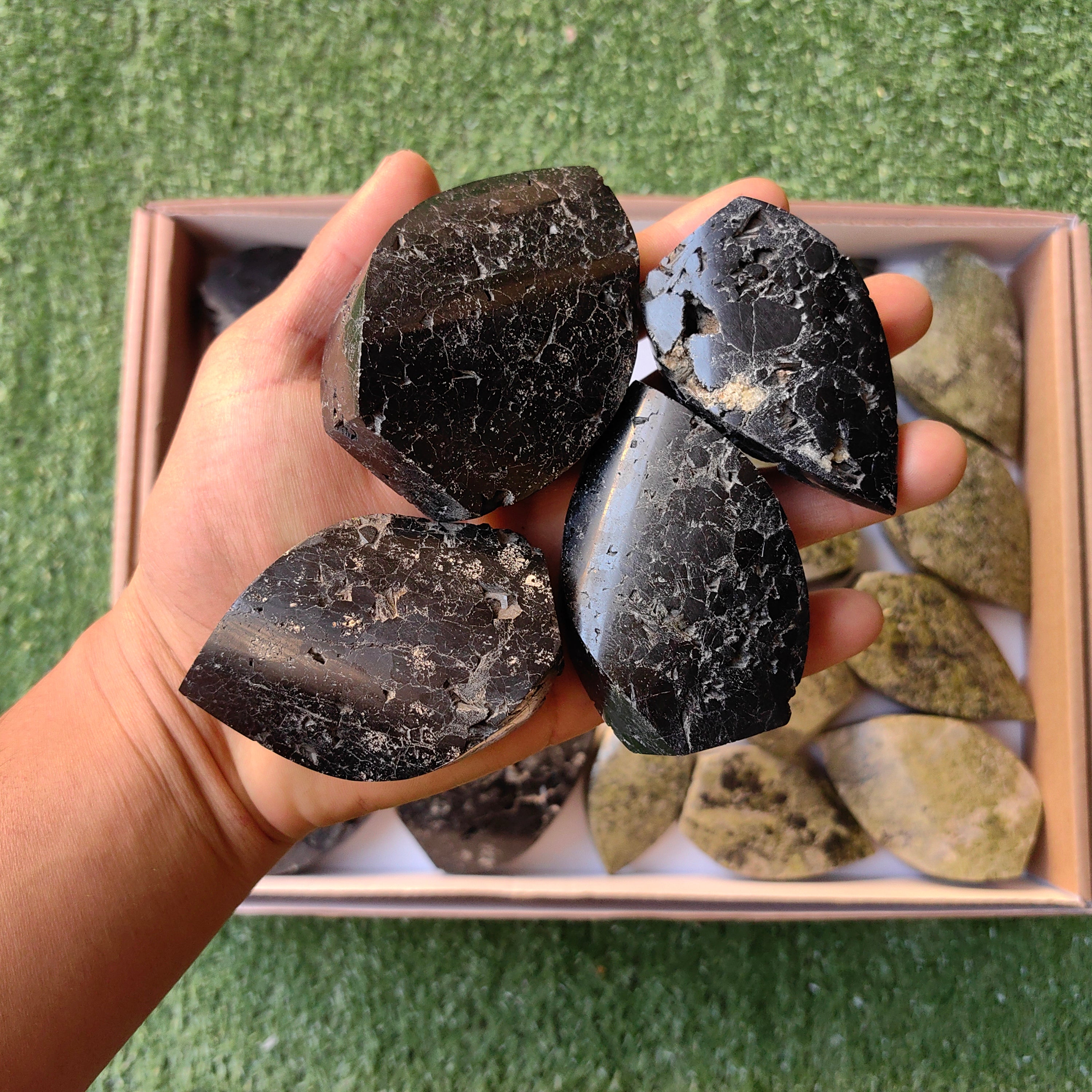 Lot 12 pcs Black Tourmaline Flame / 10 pcs Epidote Flame