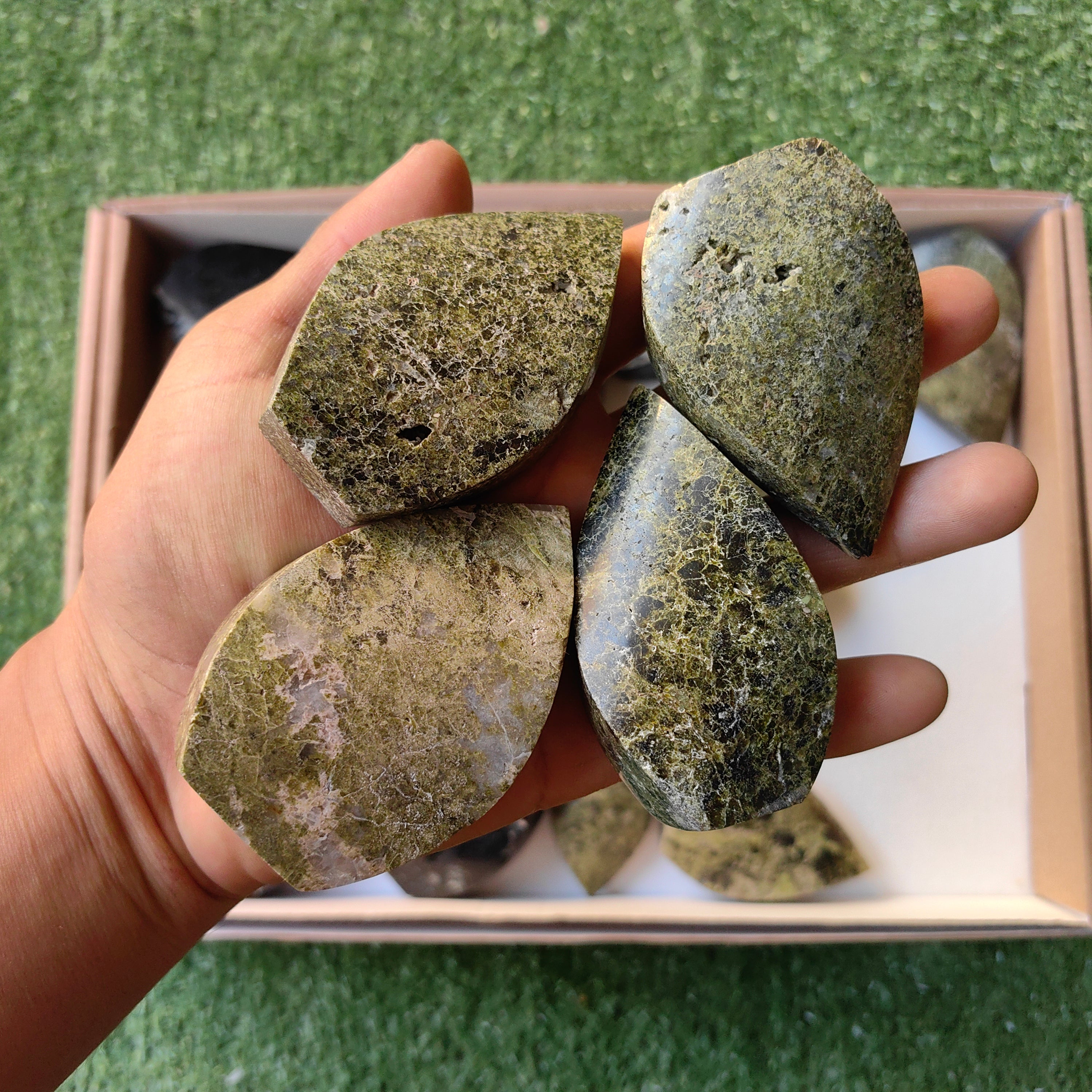 Lot 12 pcs Black Tourmaline Flame / 10 pcs Epidote Flame