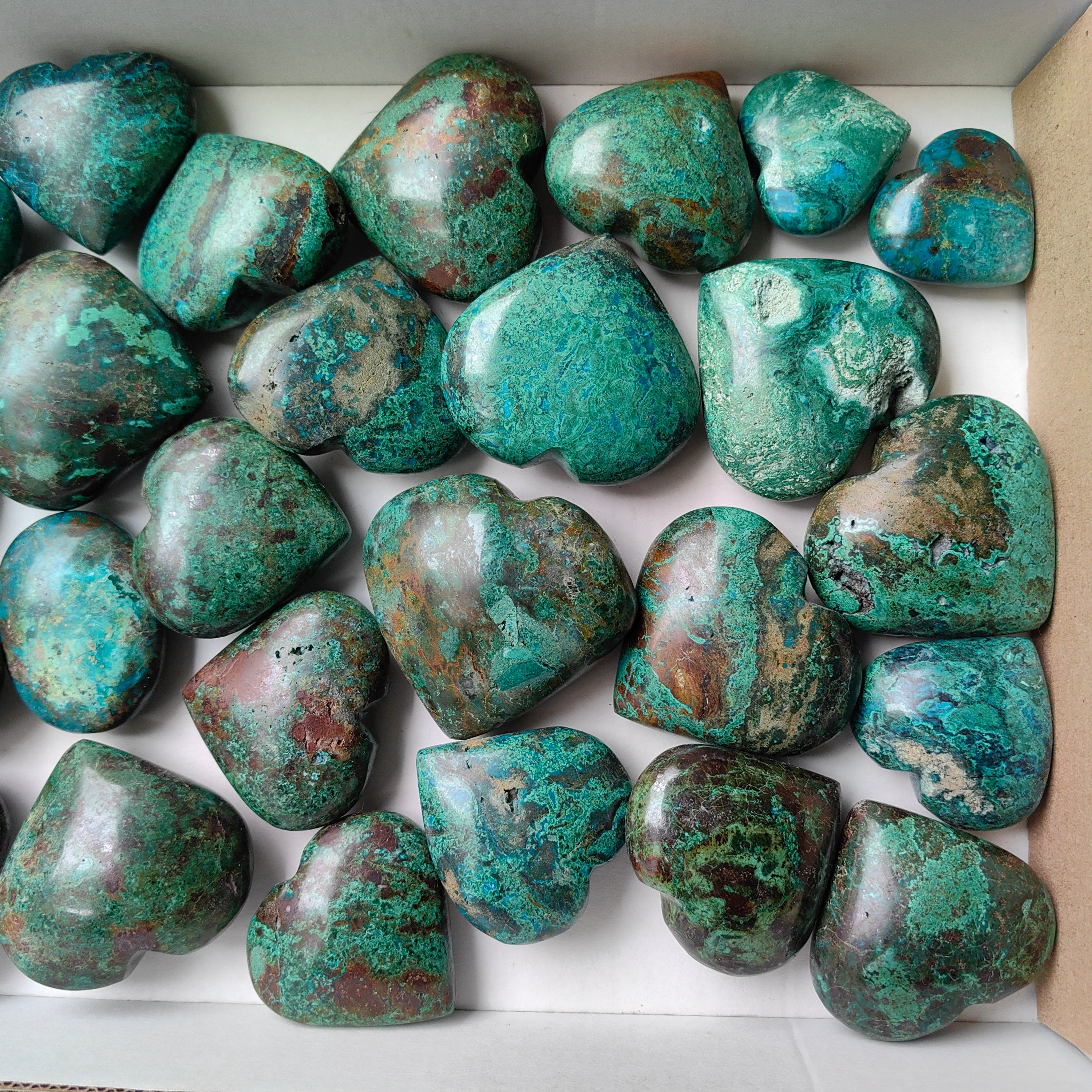 Lot 26 pcs Chrysocolla on Malachite Heart