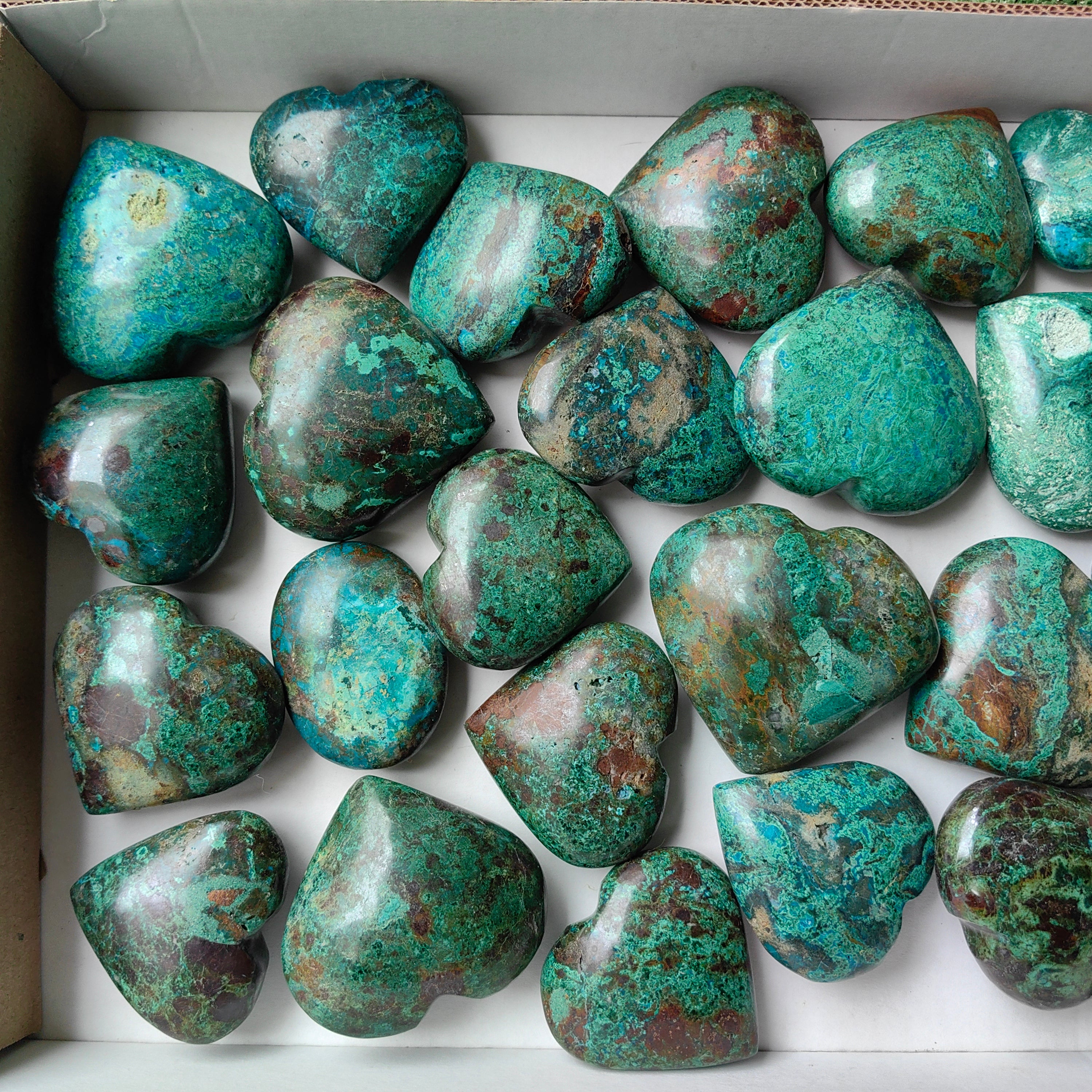 Lot 26 pcs Chrysocolla on Malachite Heart