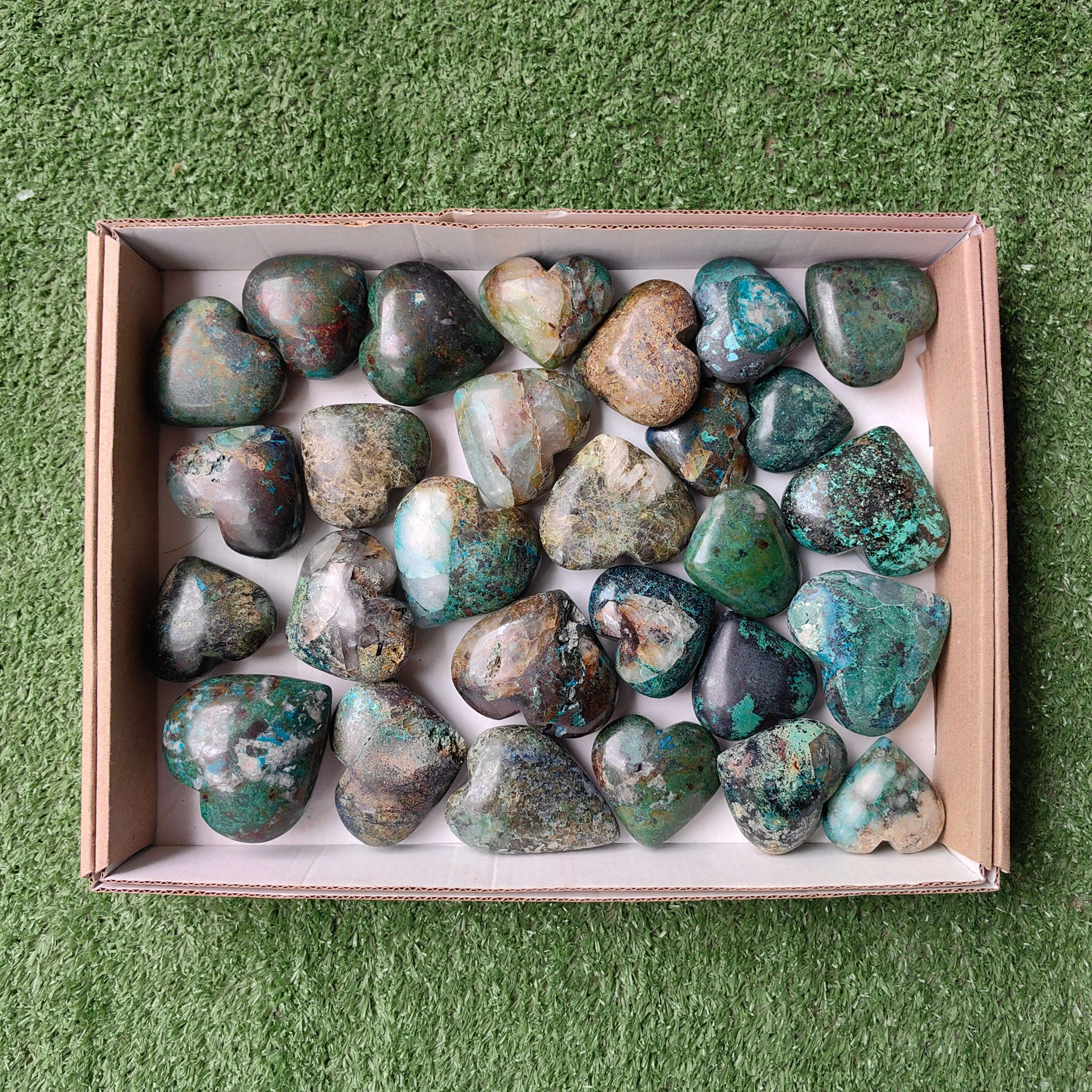 Lot 28 pcs Chrysocolla with Quartz Heart