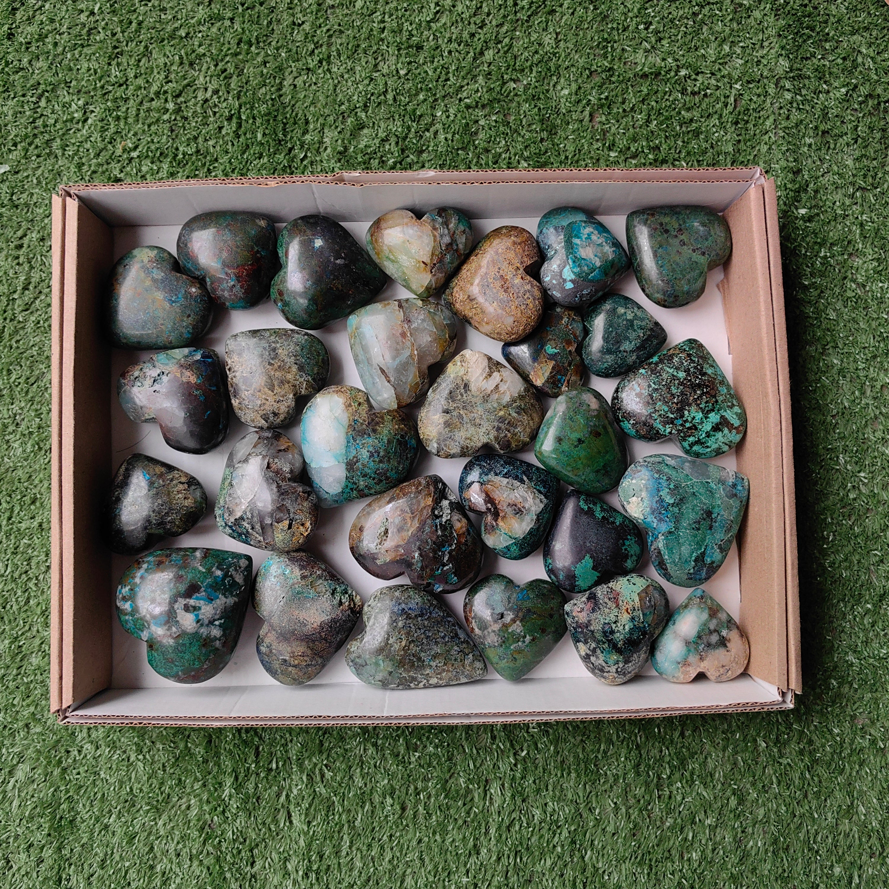 Lot 28 pcs Chrysocolla with Quartz Heart