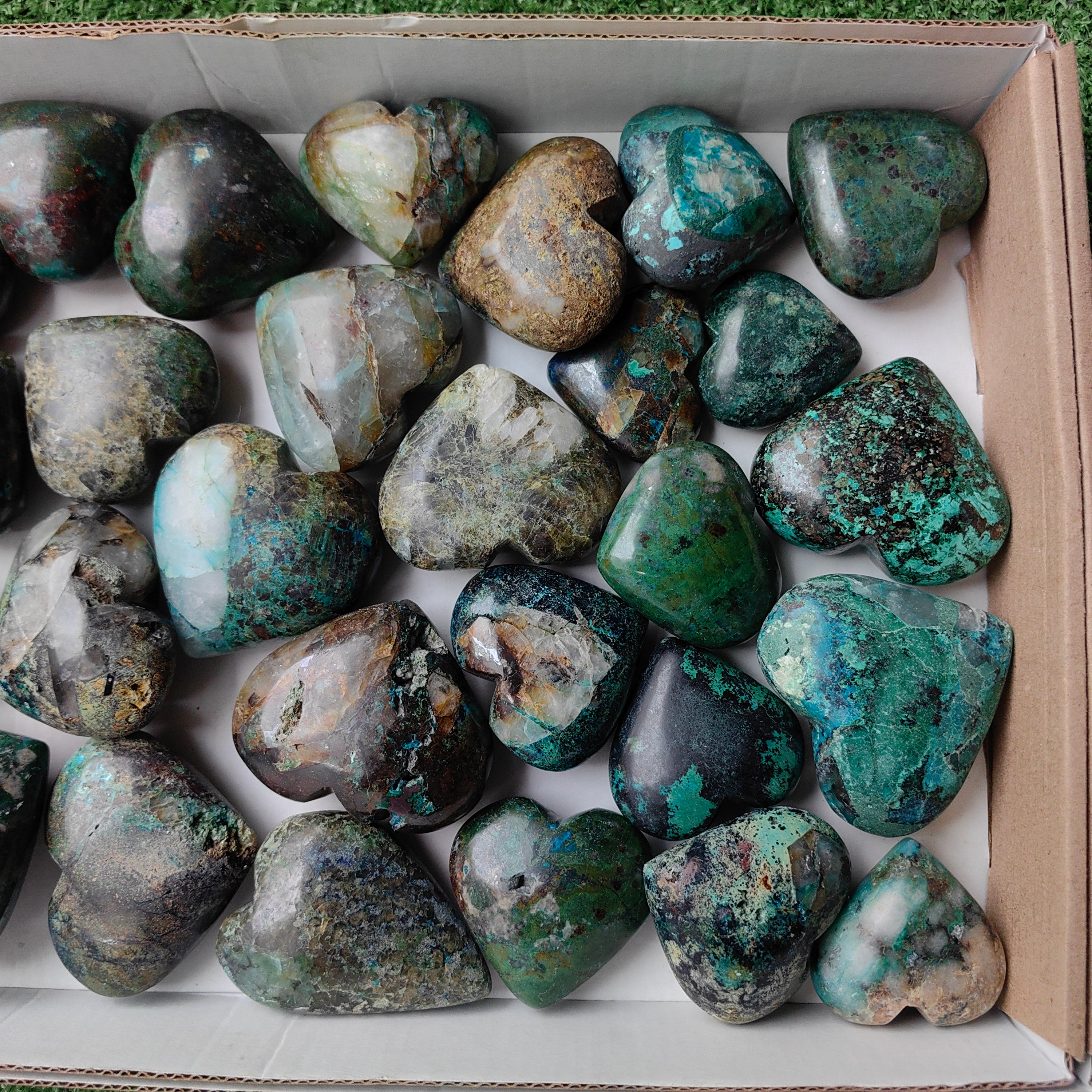 Lot 28 pcs Chrysocolla with Quartz Heart