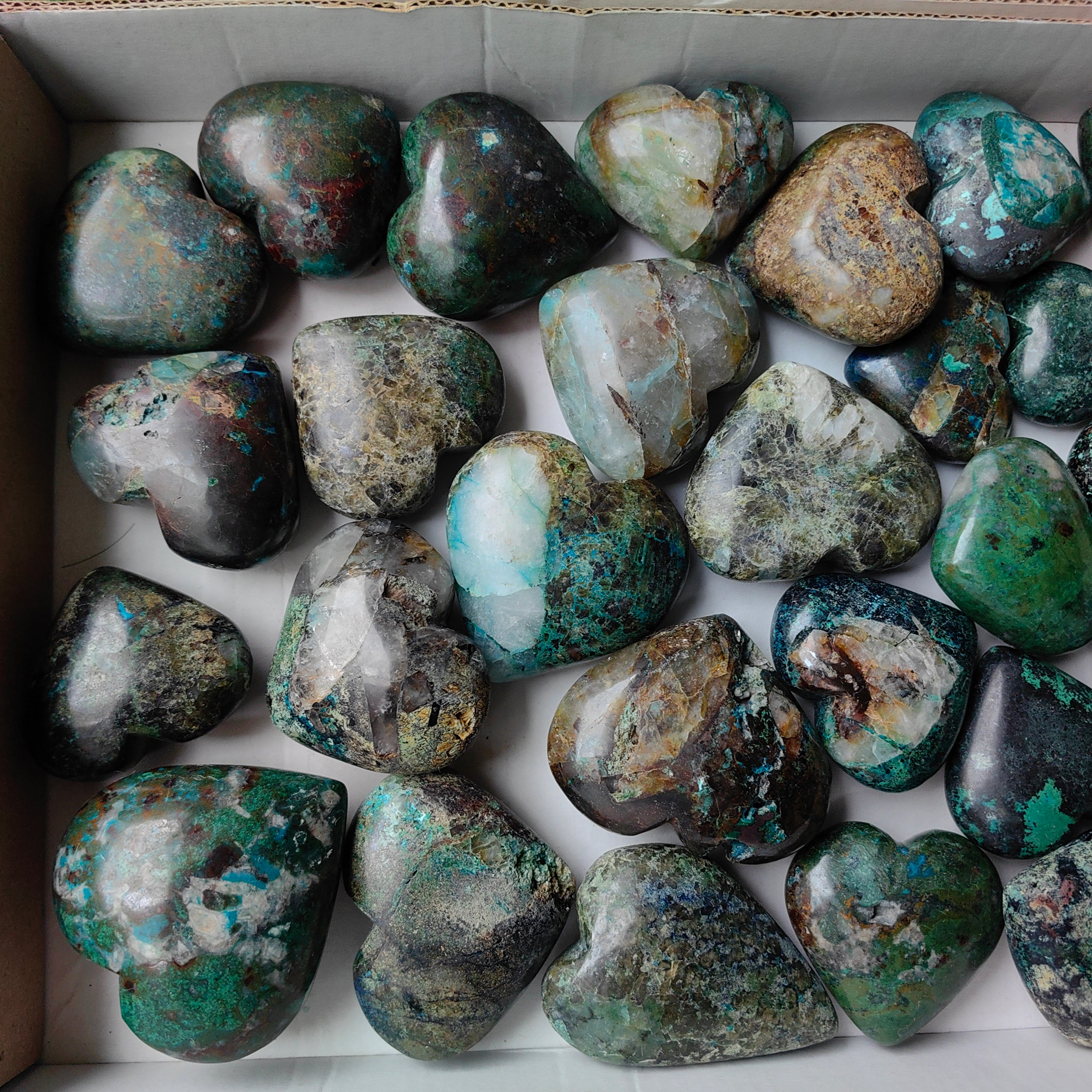 Lot 28 pcs Chrysocolla with Quartz Heart