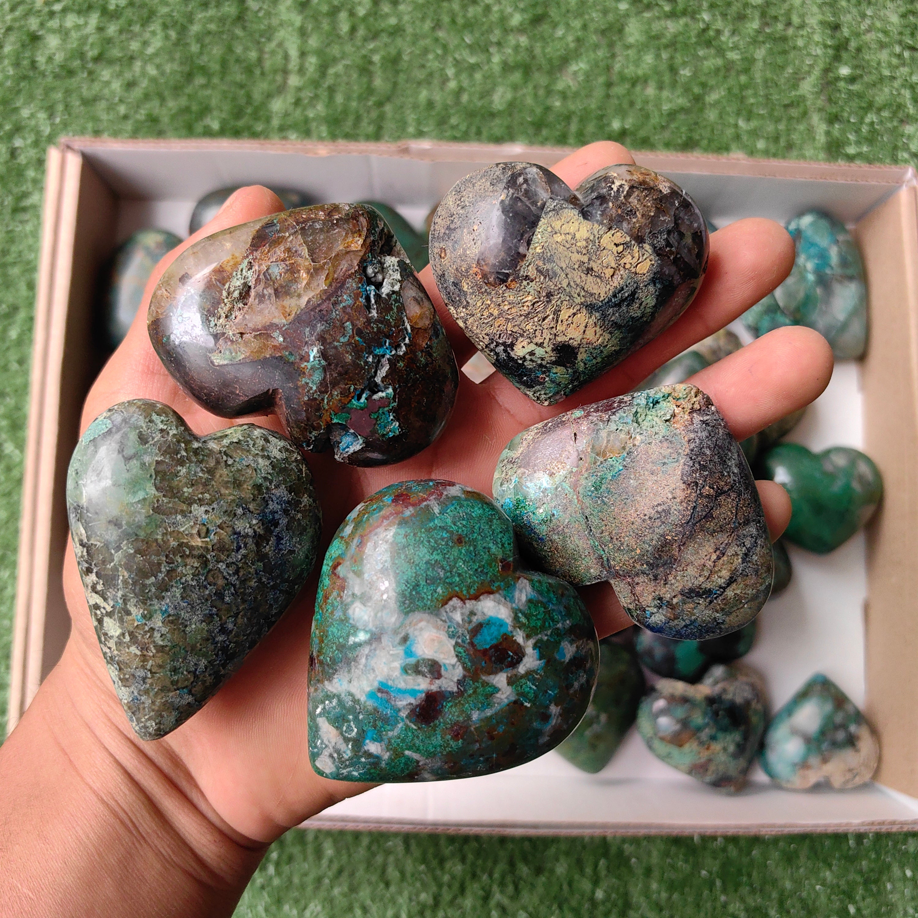Lot 28 pcs Chrysocolla with Quartz Heart