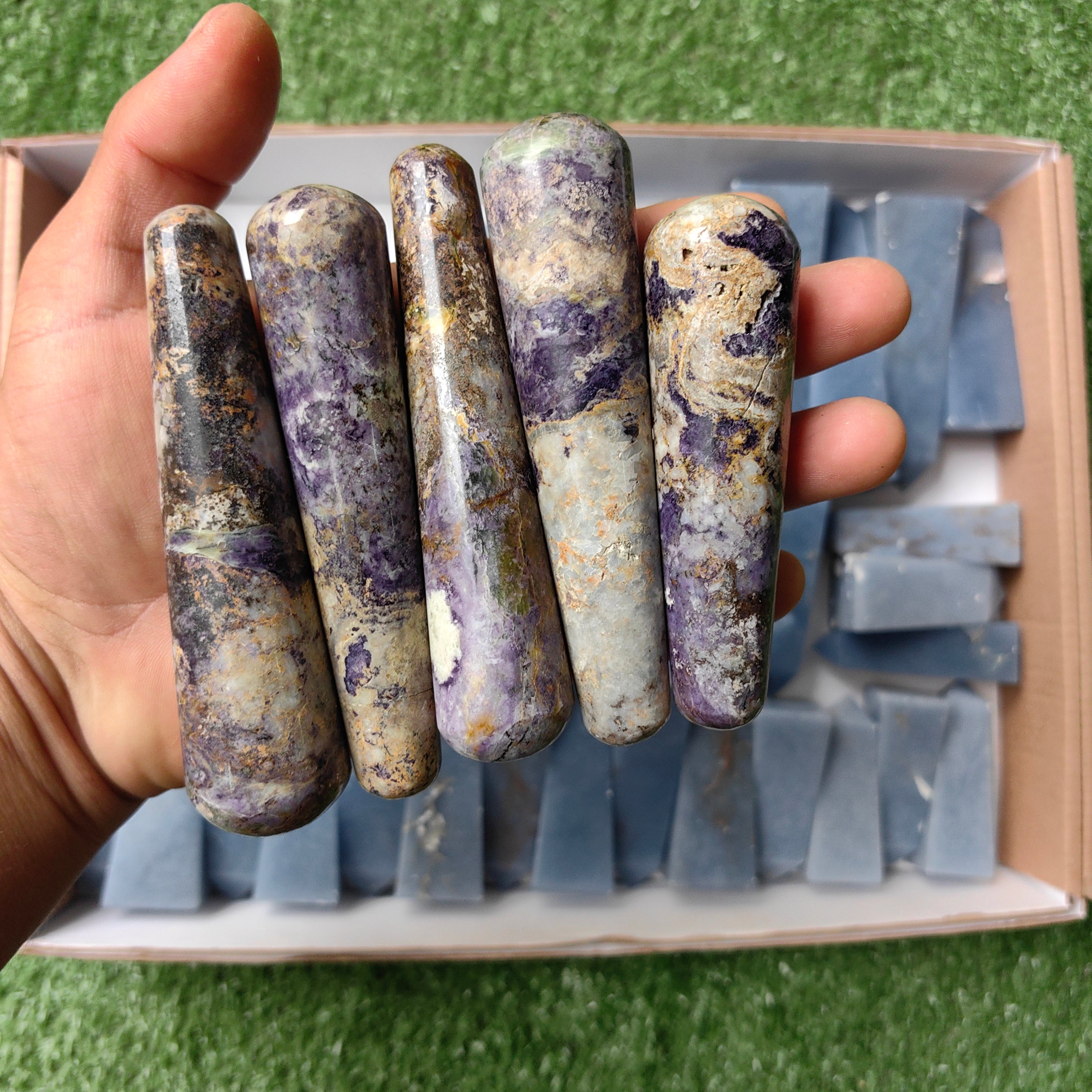 Lot 27 pcs Angelite tower 7 pcs Bolivianite Wand