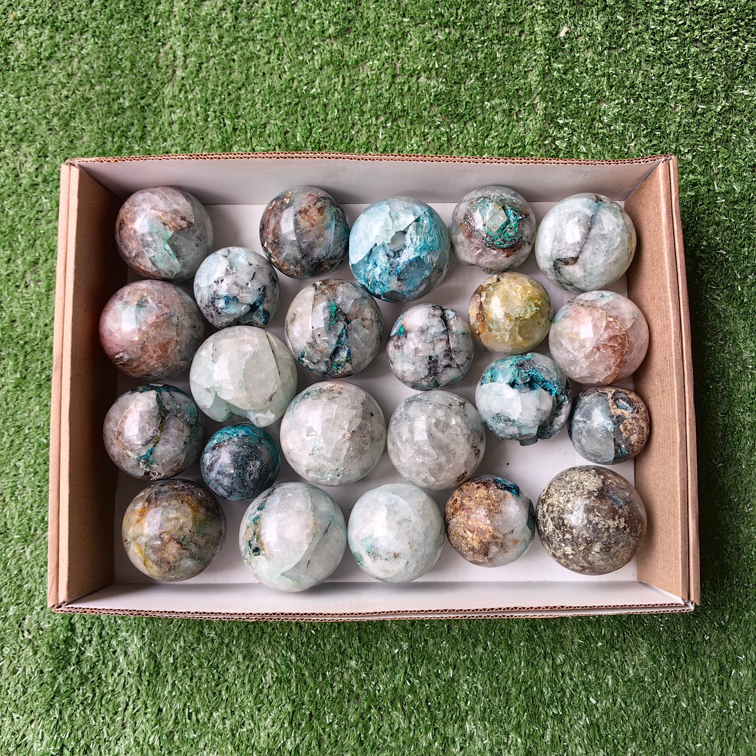 Lot 23 pcs Chrysocolla with Quartz Sphere