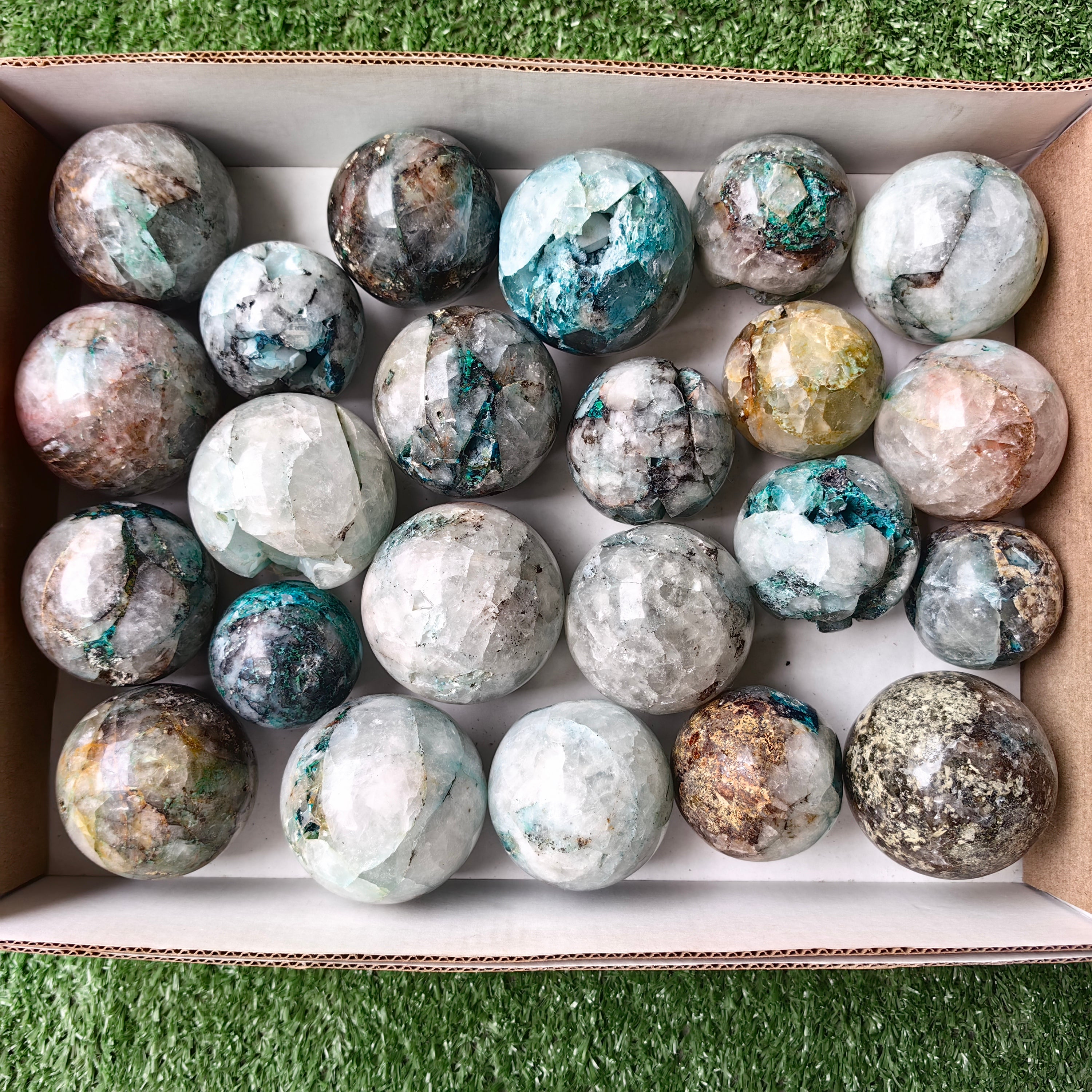 Lot 23 pcs Chrysocolla with Quartz Sphere