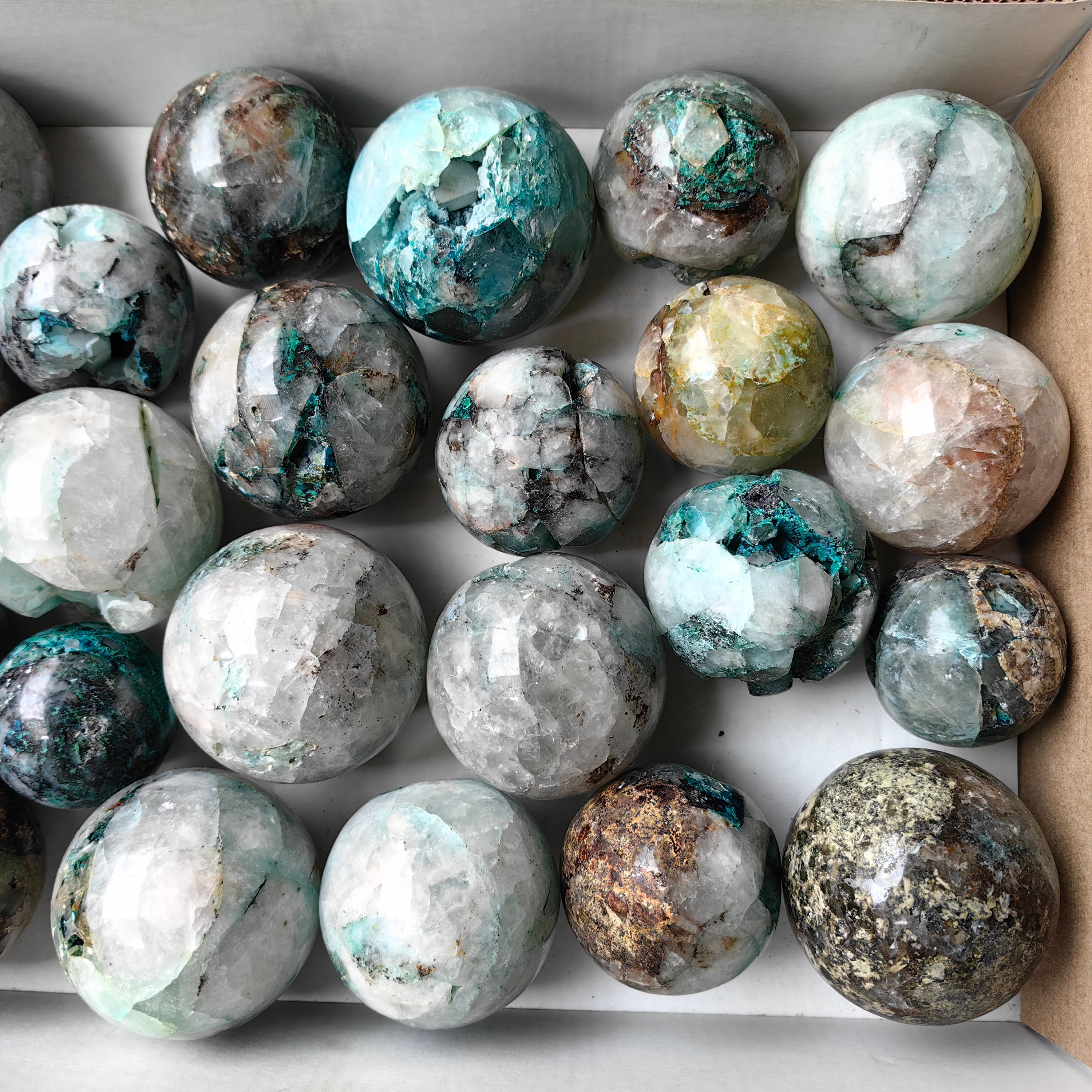 Lot 23 pcs Chrysocolla with Quartz Sphere