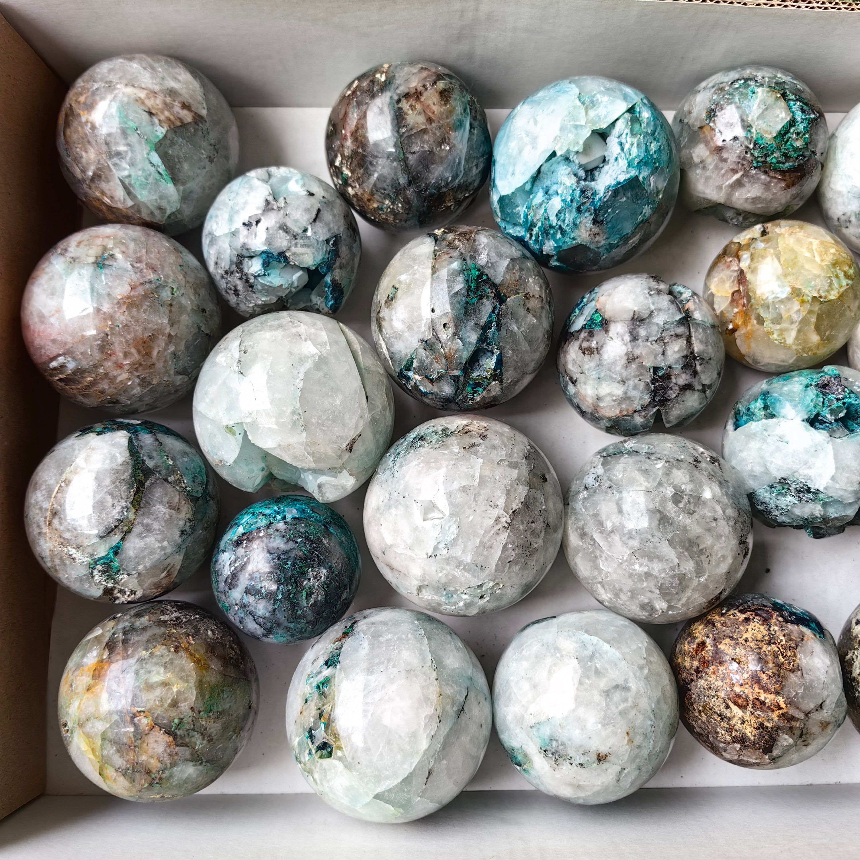 Lot 23 pcs Chrysocolla with Quartz Sphere