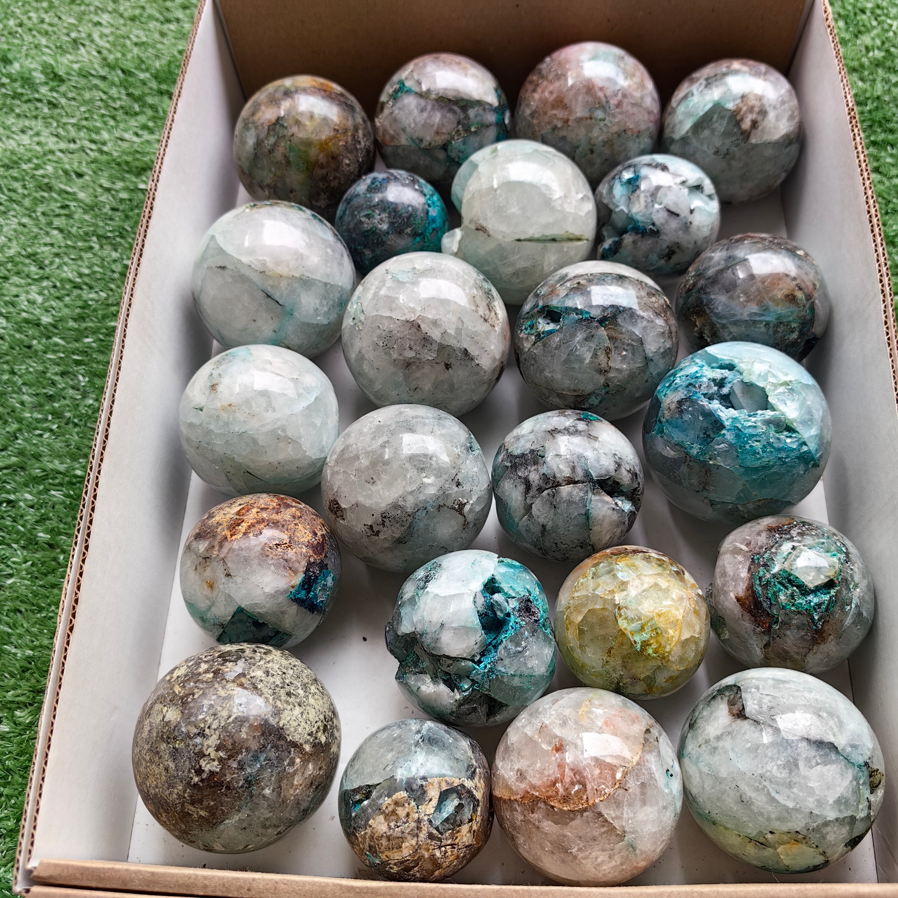 Lot 23 pcs Chrysocolla with Quartz Sphere