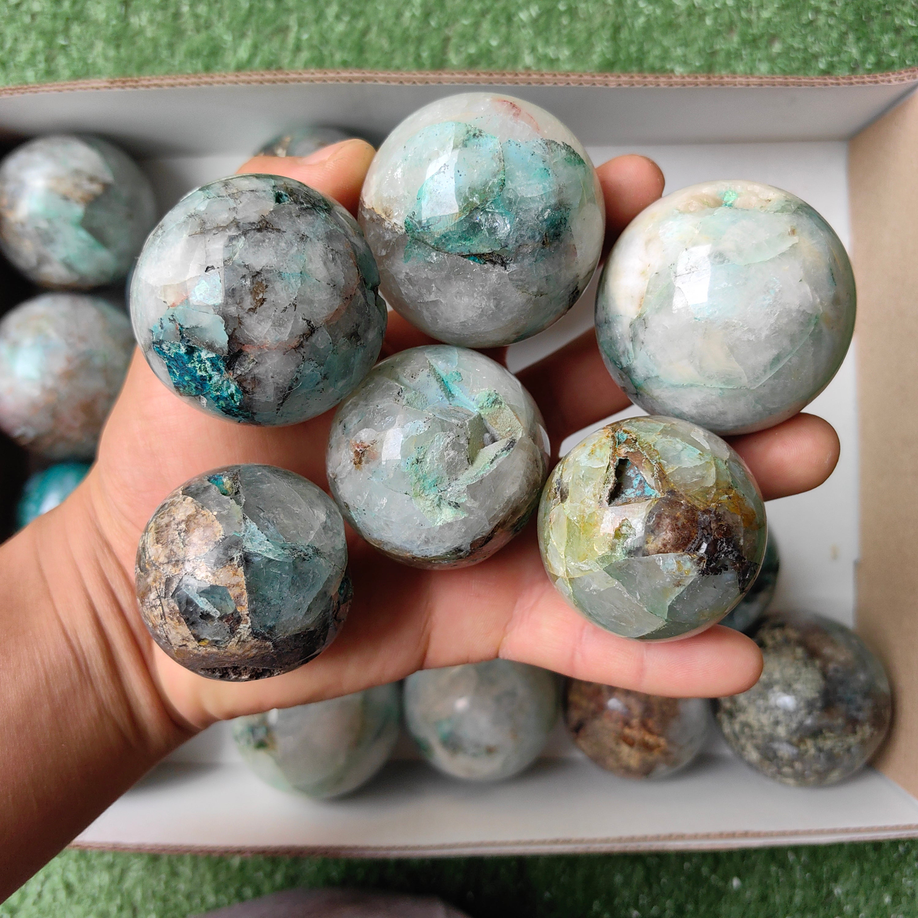 Lot 23 pcs Chrysocolla with Quartz Sphere