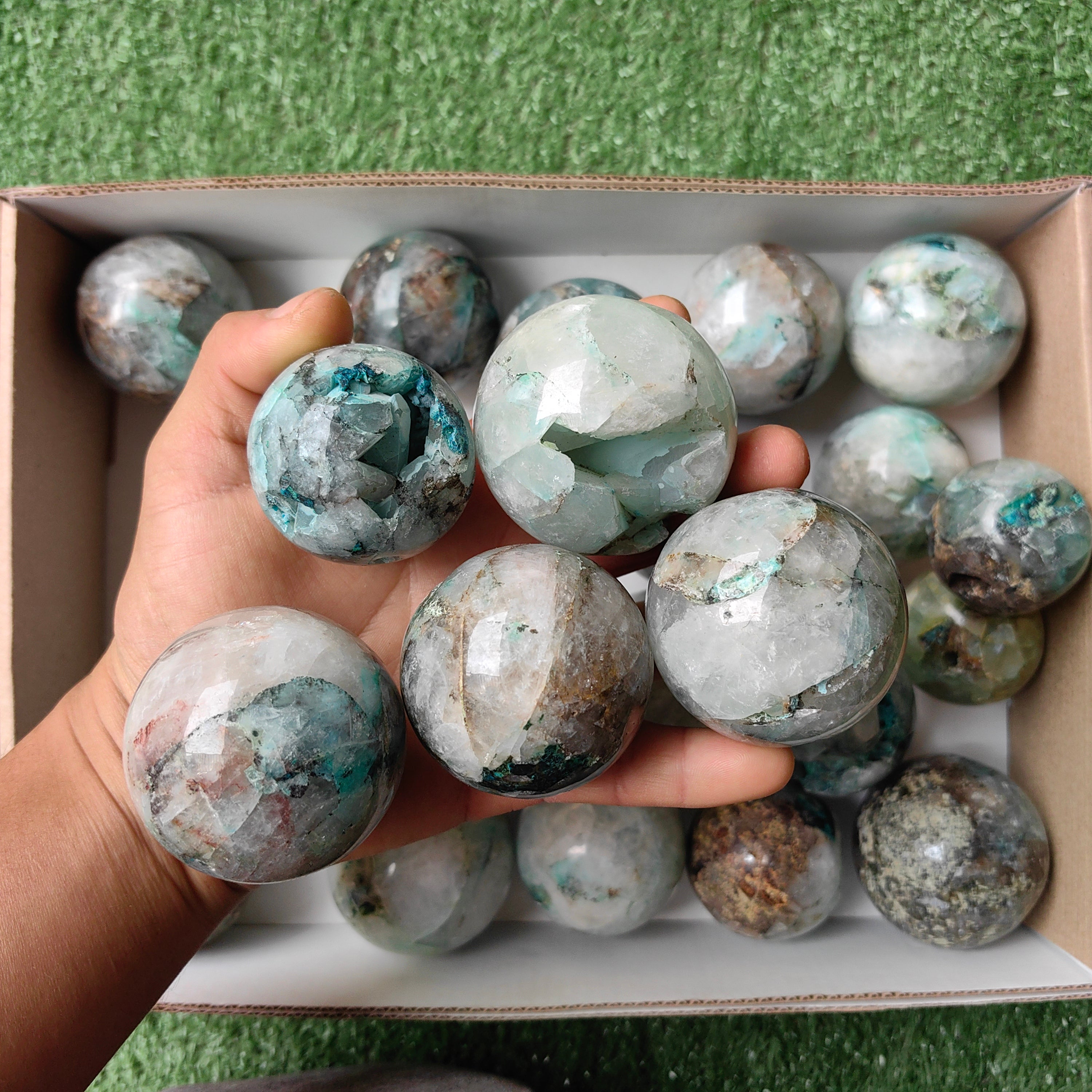 Lot 23 pcs Chrysocolla with Quartz Sphere