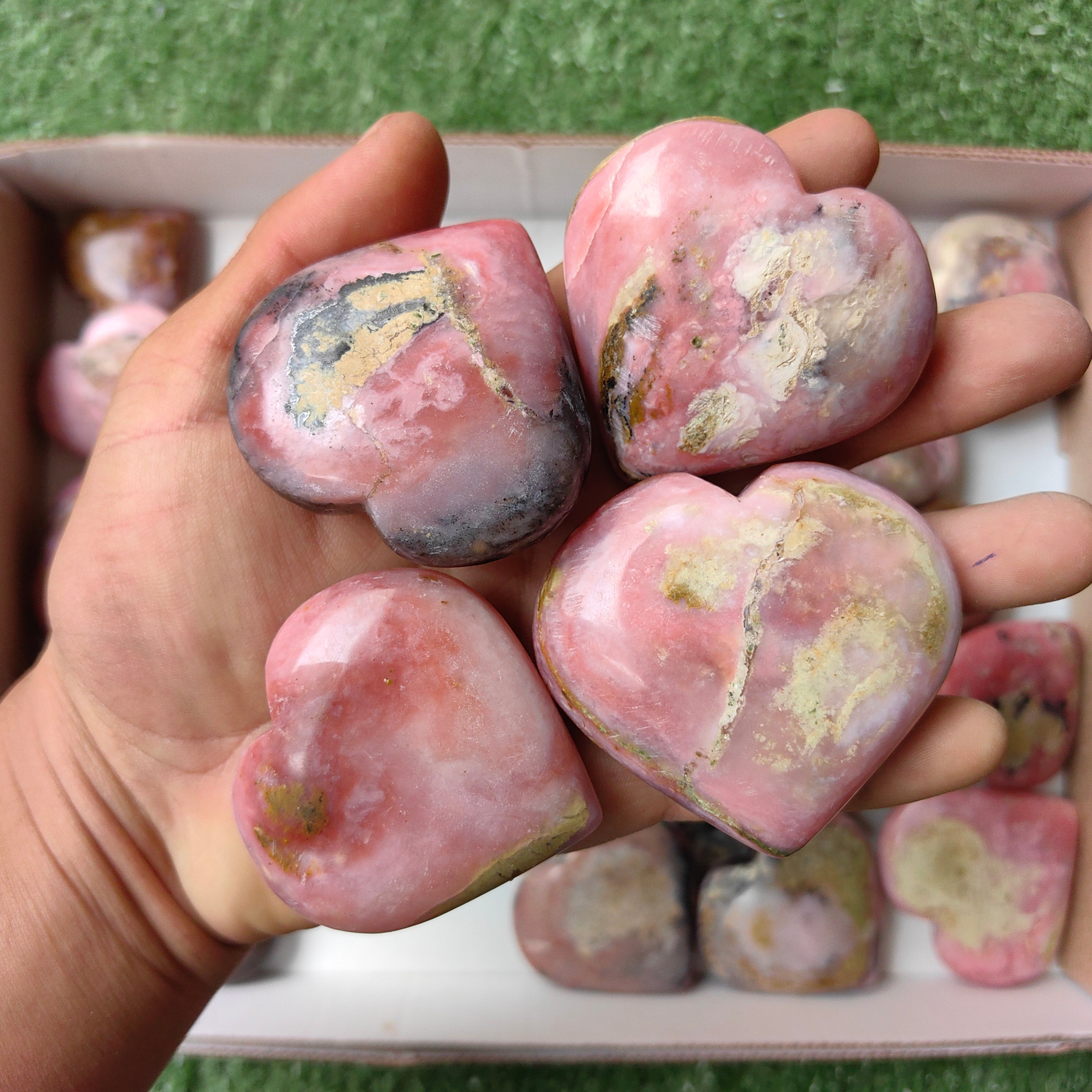 Lot 26 pcs Strawberry Pink Opal Heart