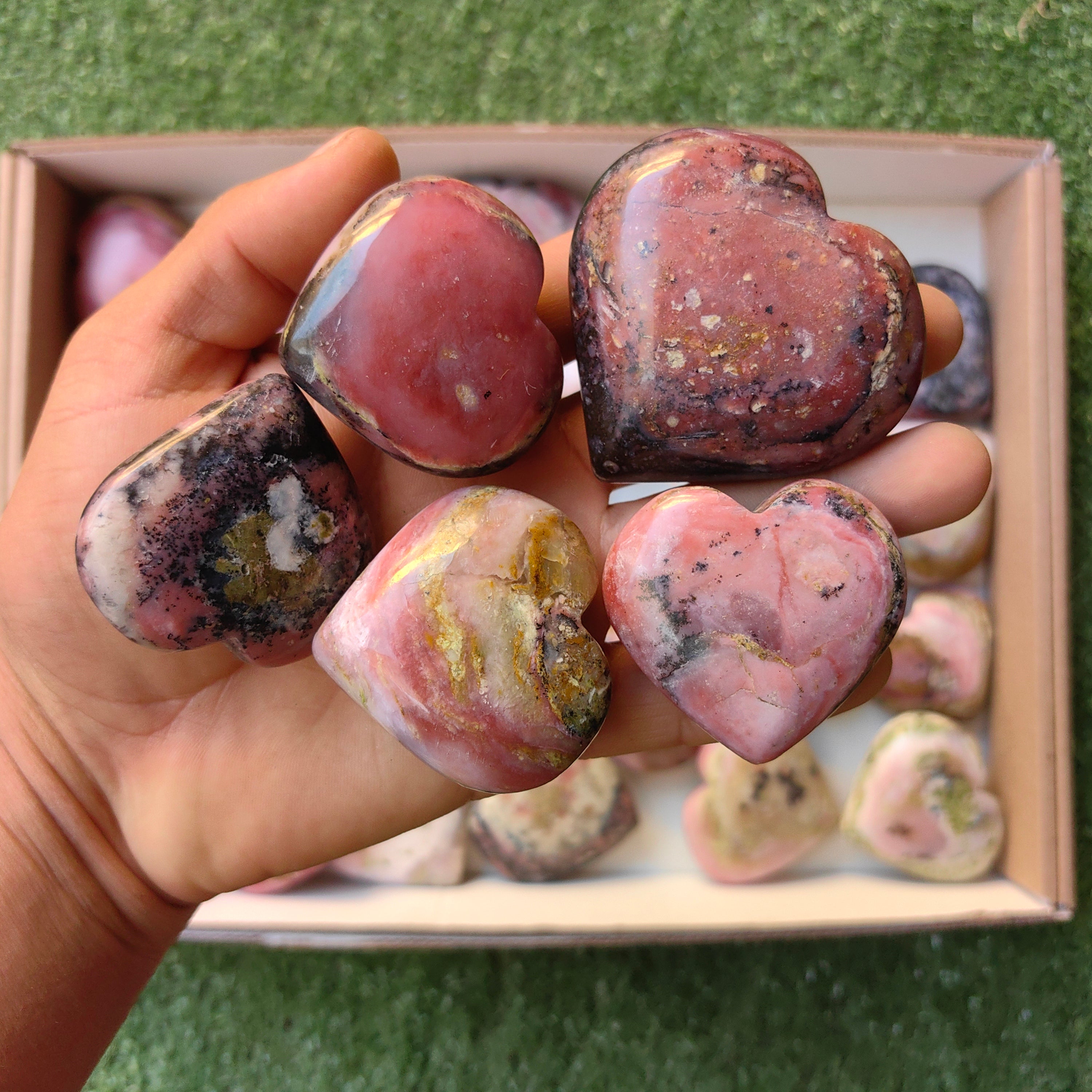 Lot 29 pcs Strawberry Pink Opal Heart
