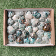 Lot 30 pcs Chrysocolla on Quartz Heart