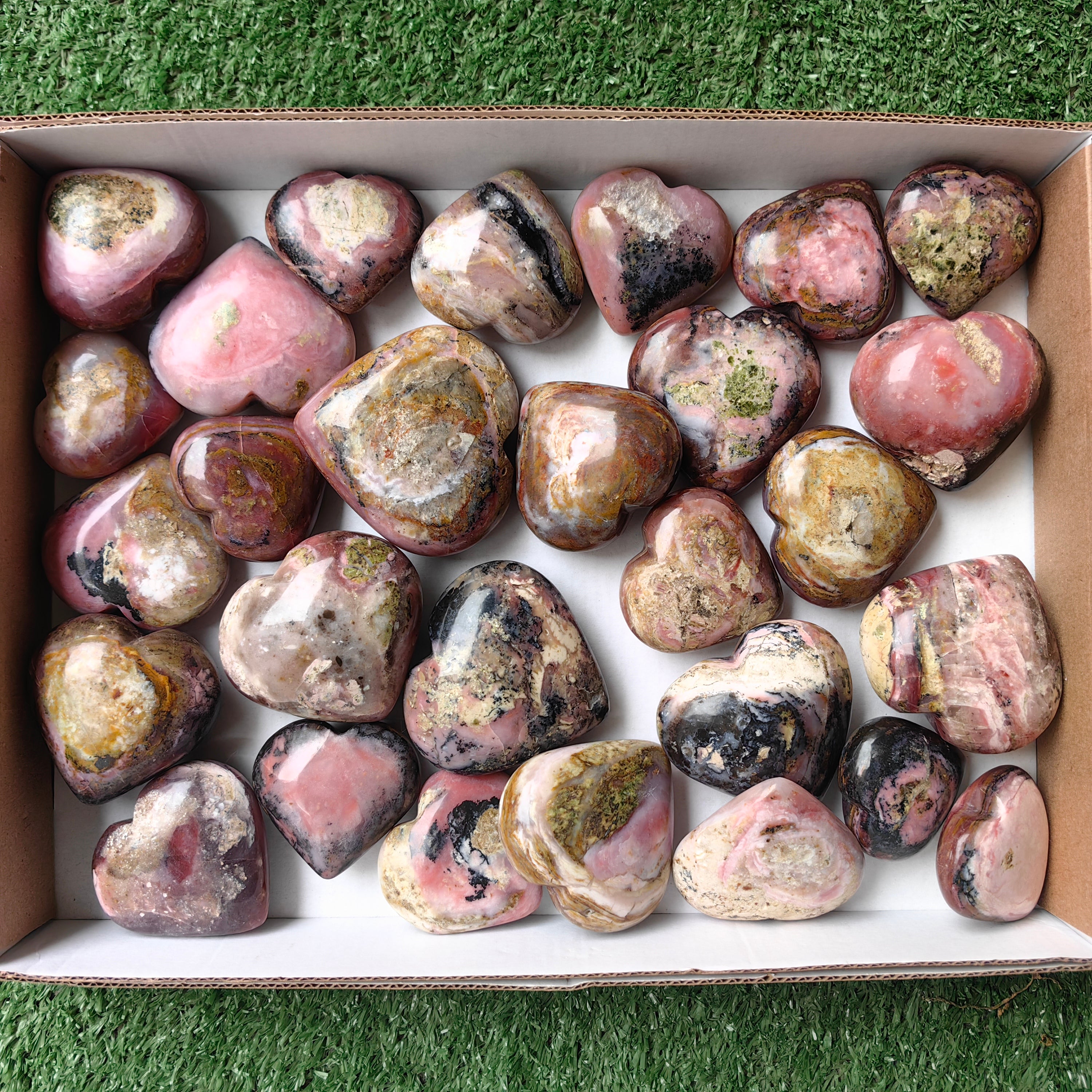 Lot 28 pcs Strawberry Pink Opal Heart