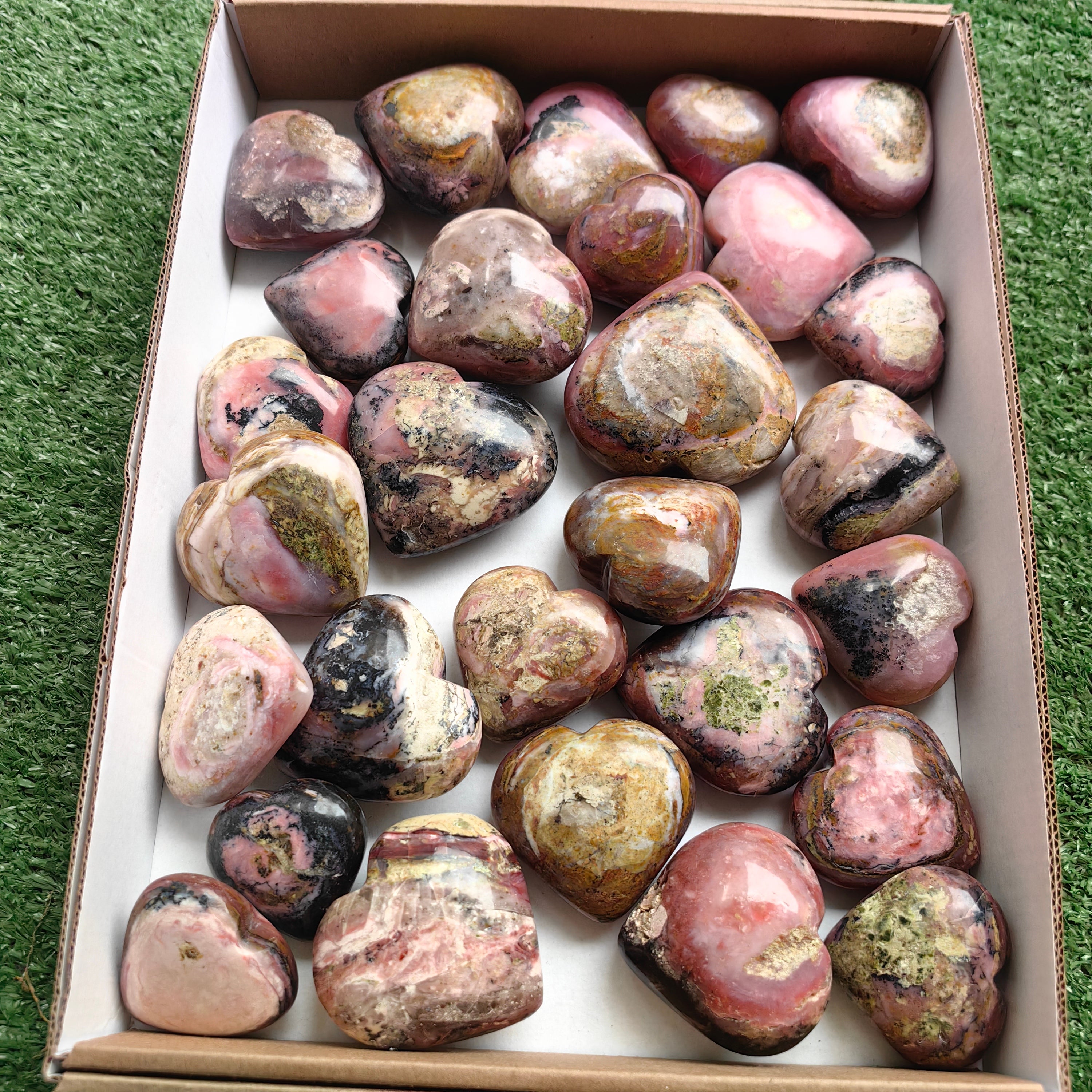 Lot 28 pcs Strawberry Pink Opal Heart