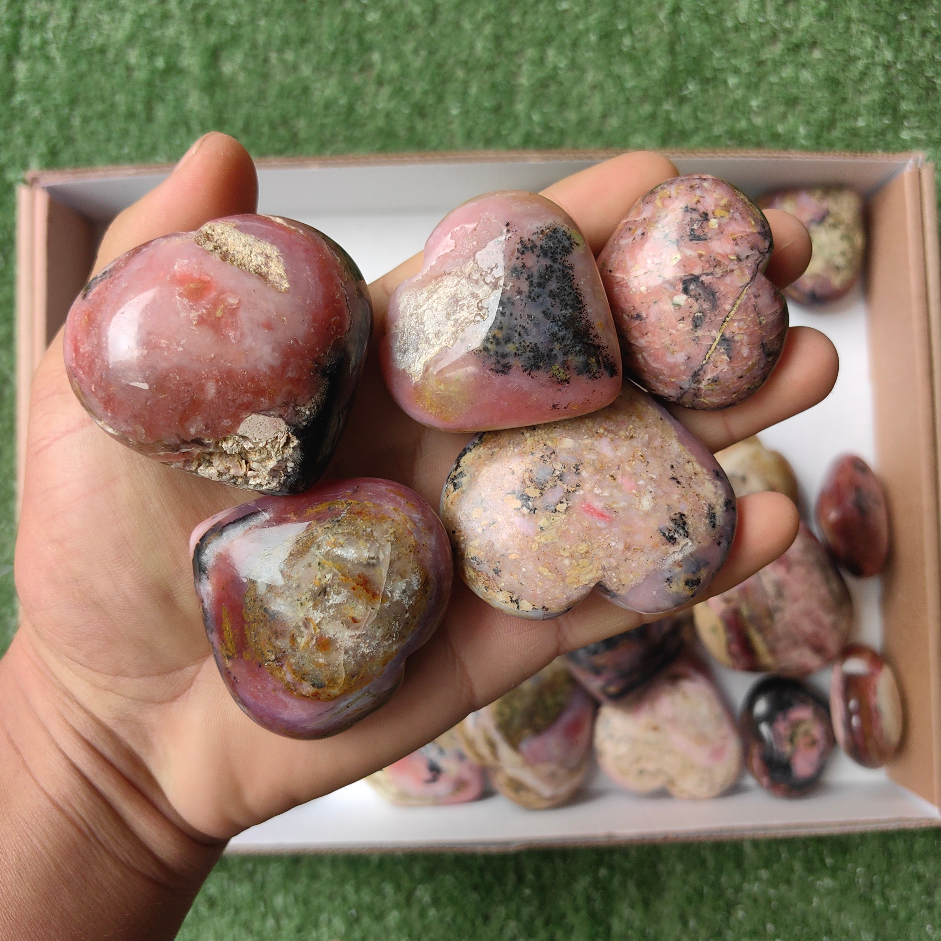 Lot 28 pcs Strawberry Pink Opal Heart
