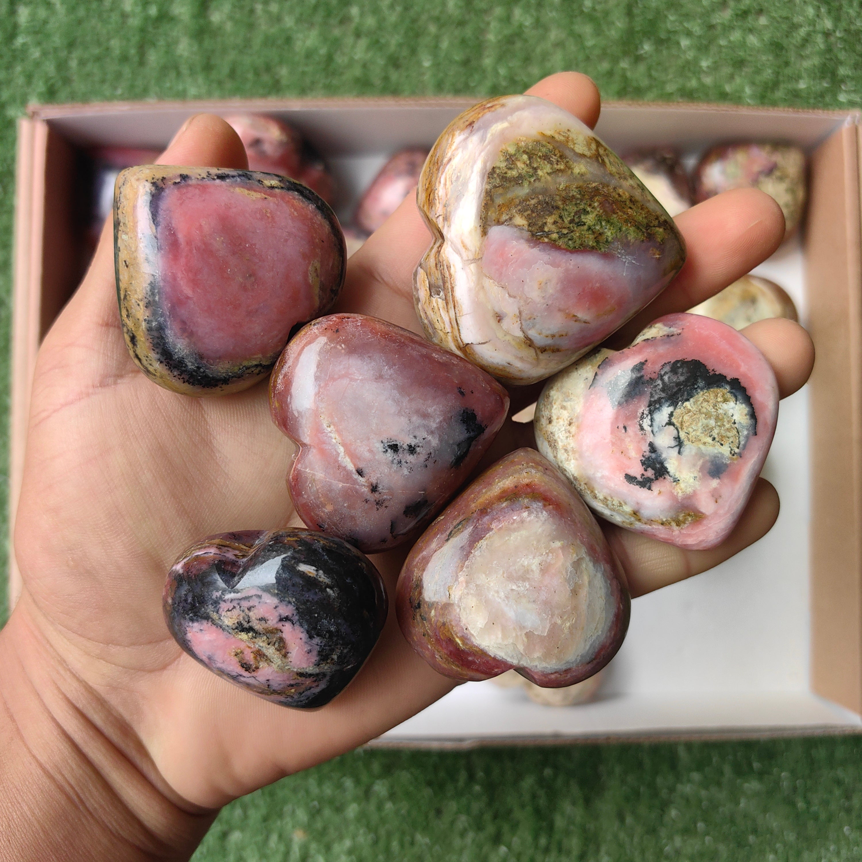 Lot 28 pcs Strawberry Pink Opal Heart