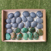 Lot 18 pcs Angelite palm / 10 pcsChrysocolla on Malachite Palm