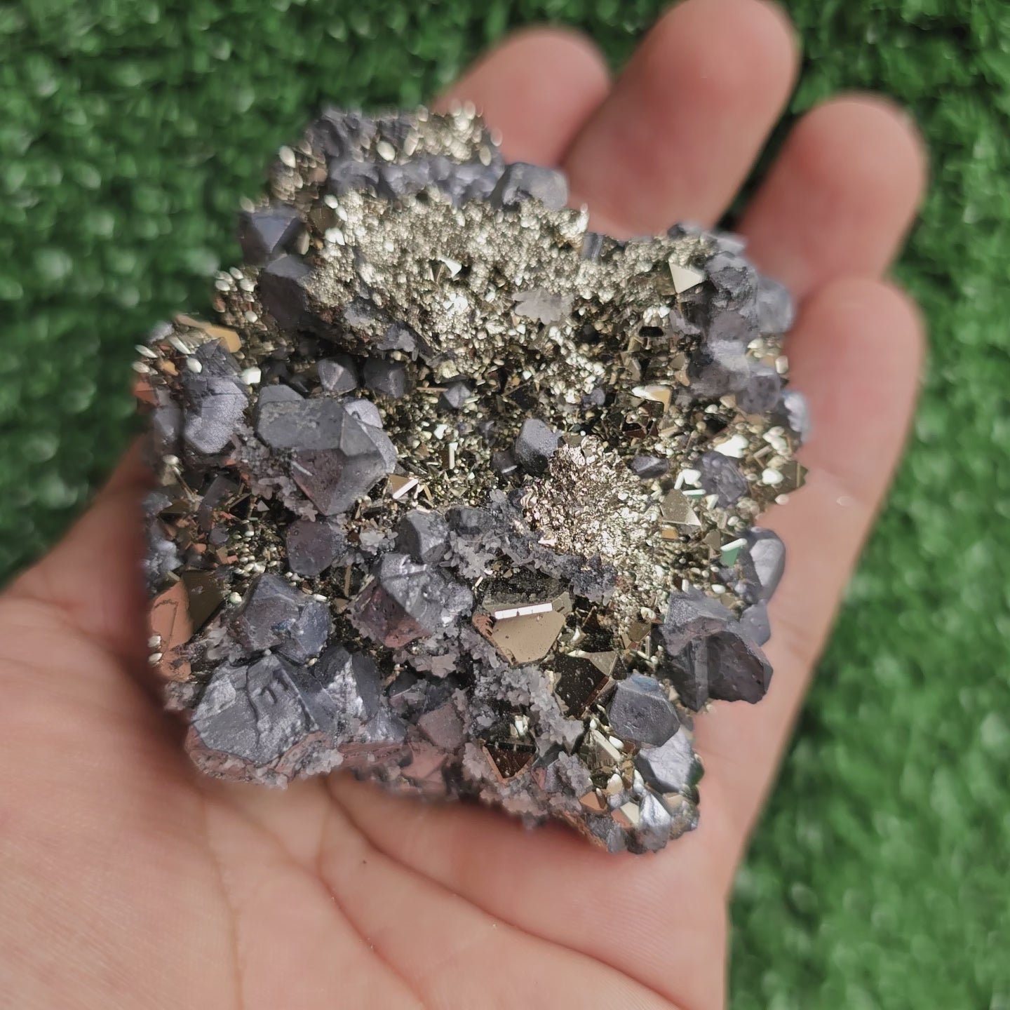 Load video: crystallized galena with Pyrite octahedral