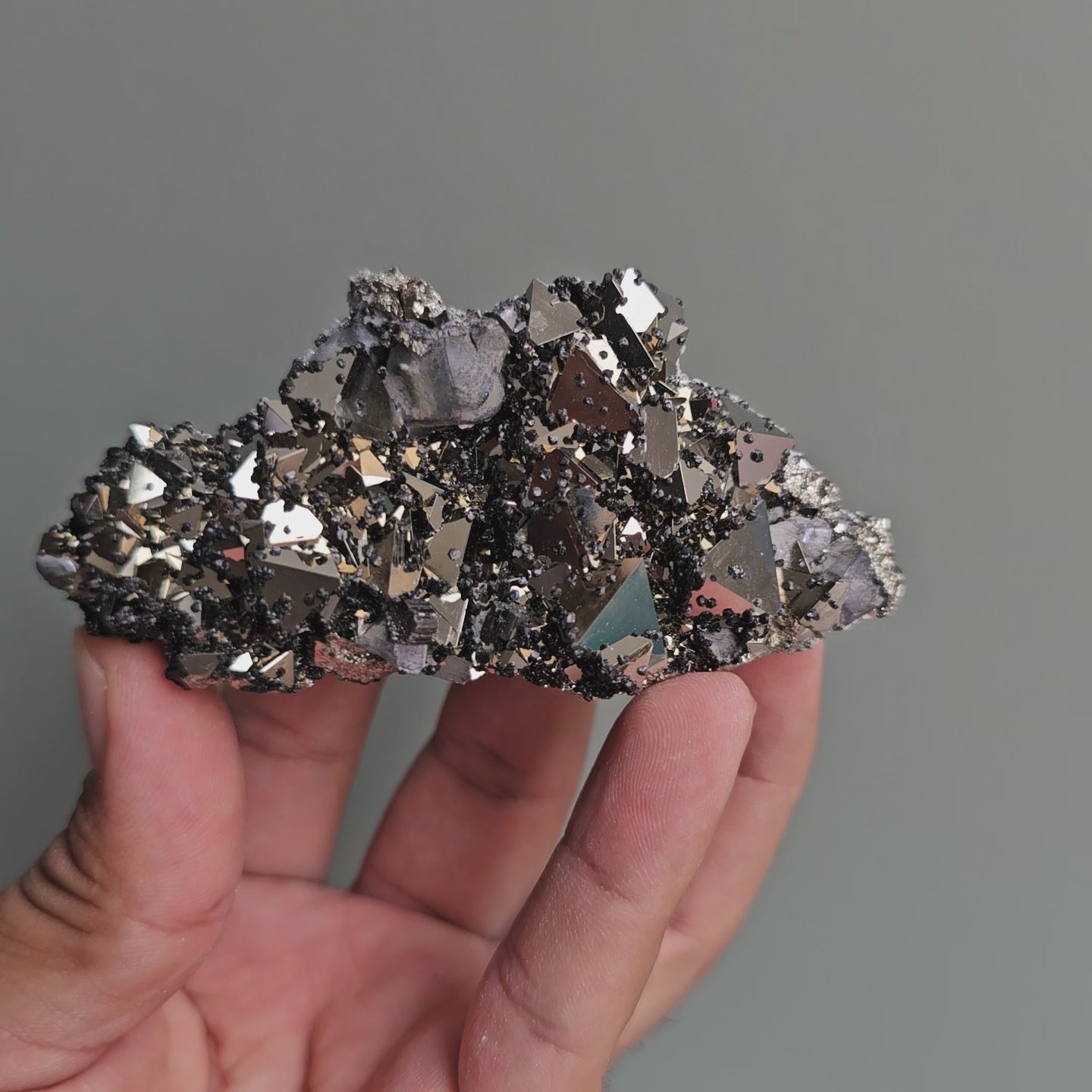 Load video: Galena with Pyrite octahedral