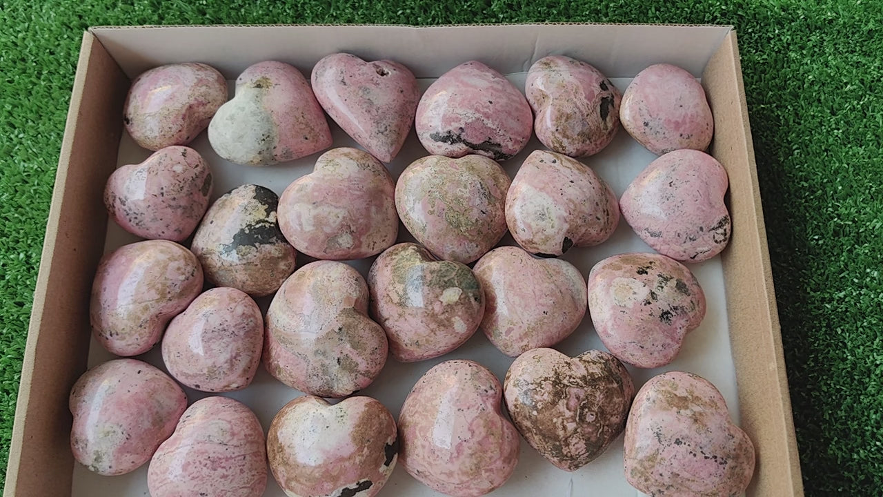 Load video: Lot 24 pcs Rhodonite Heart*