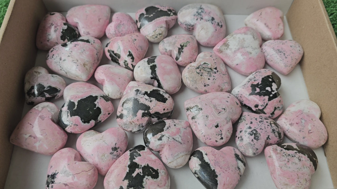 Load video: Lot 28 Rhodonite Heart