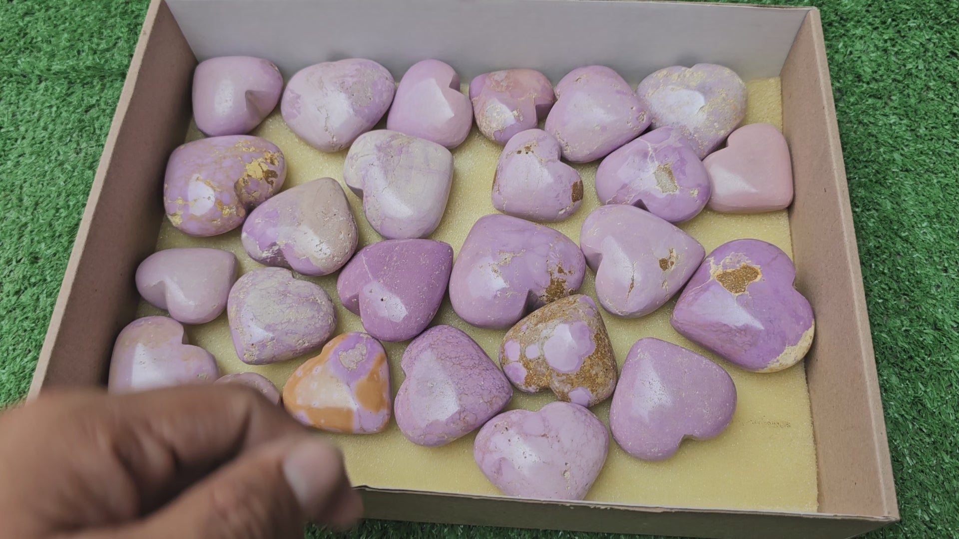 Load video: Lot 25 hearts Phosphosiderite**