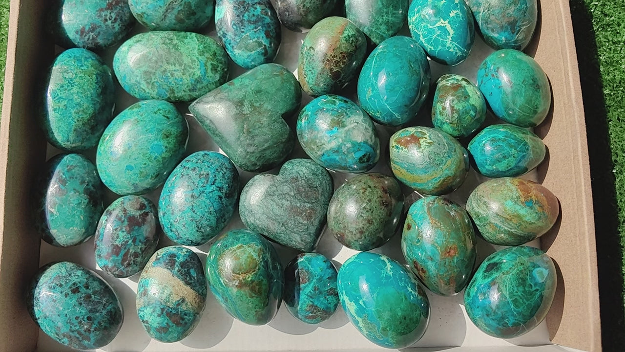 Load video: 31 pc chrysocolla free forms