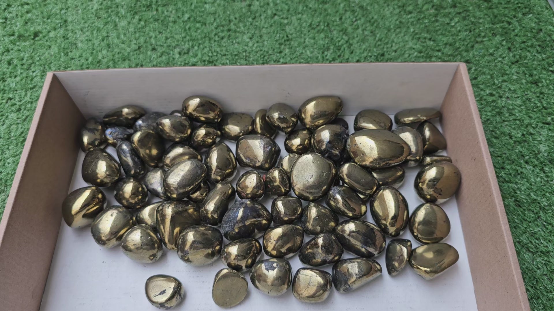 Load video: Lot 2 kg Tumbled Chalcopyrite**
