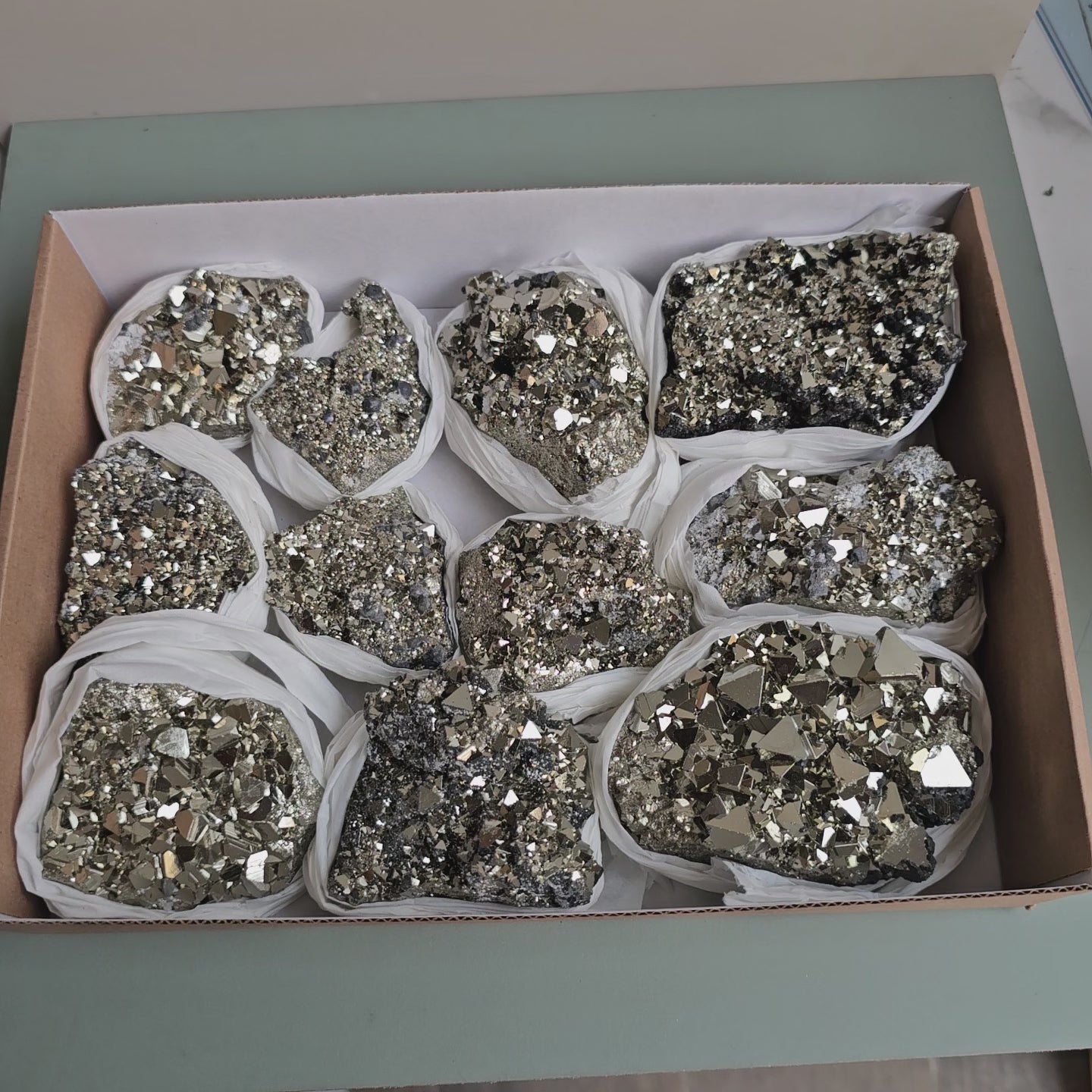 Load video: Flat pyrite Octahedral