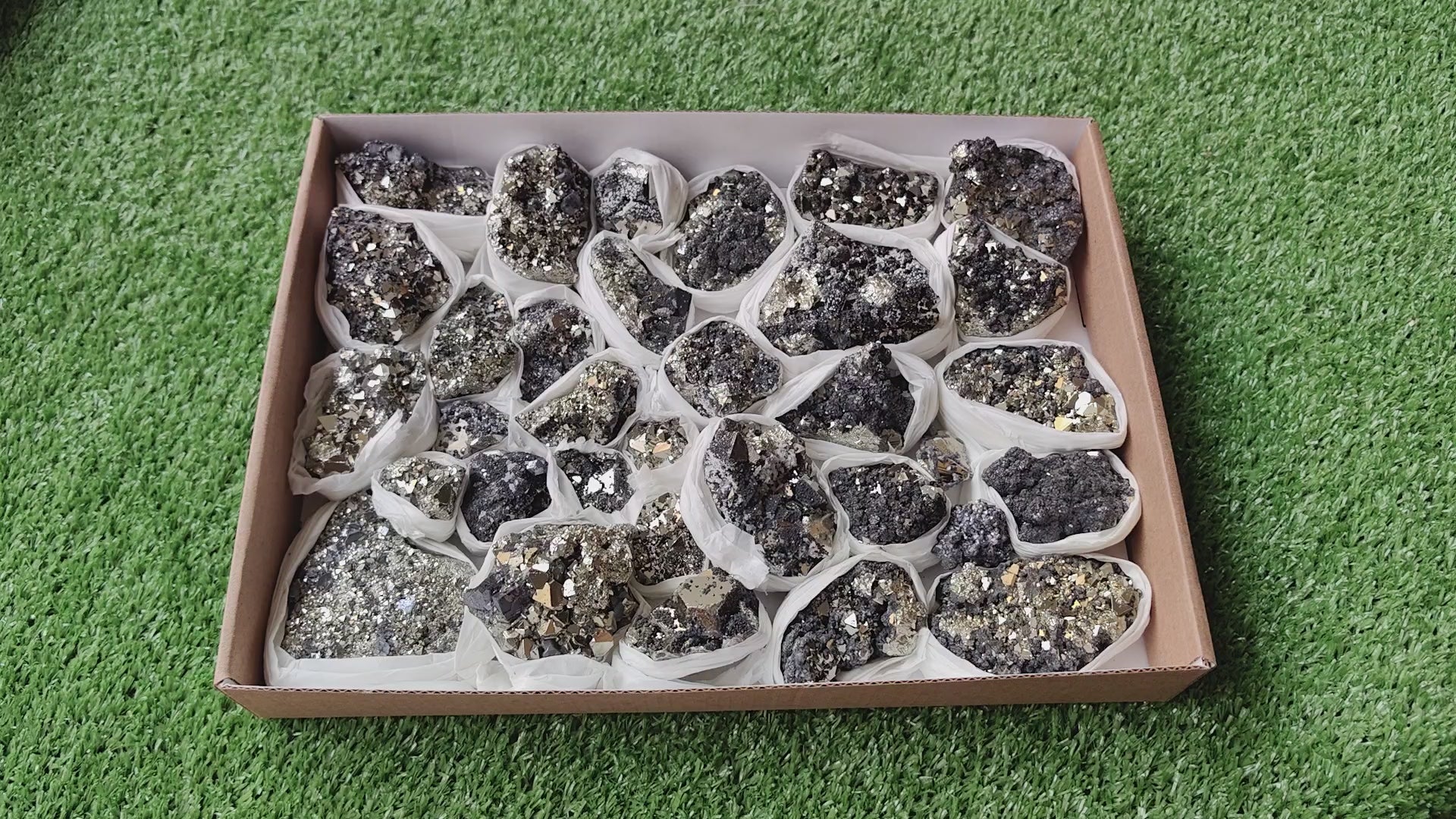 Load video: Flat pyrite Octahedral