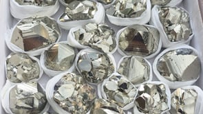 Load video: Box 37 pcs Pyrite Octahedral with Galena