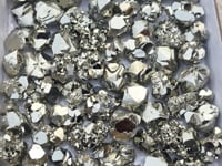 Load video: Box 70 pcs Pyrite Octahedral with Galena