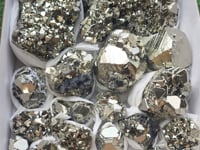 Load video: Box 21 pcs Pyrite Octahedral with Galena
