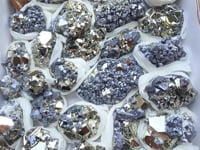 Load video: Box 32 pcs Pyrite Octahedral with Galena