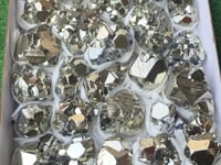 Load video: Box 29 pcs Pyrite Octahedral with Galena