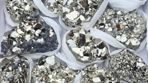 Load video: Box 18 pcs Pyrite Octahedral with Galena