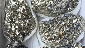 Load video: Box 7 pcs Pyrite Octahedral with Galena